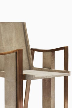 Thor Chair in Cream Shagreen and Bronze-Patina Brass Details by Kifu, Paris