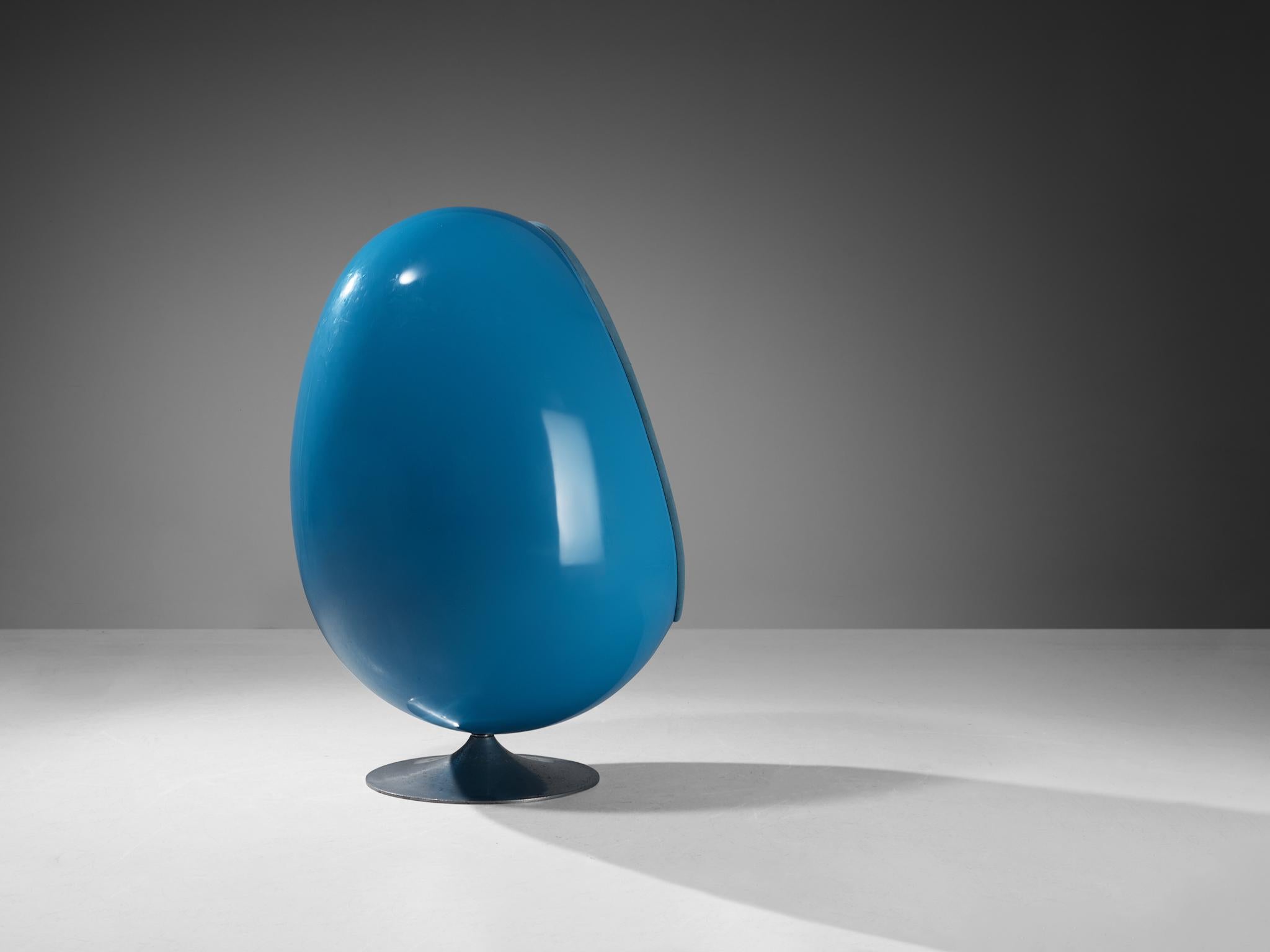 Mid-20th Century Thor Larsen for Torlan Staffanstorp 'Ovalia' Egg Chair in Blue Fiberglass  For Sale