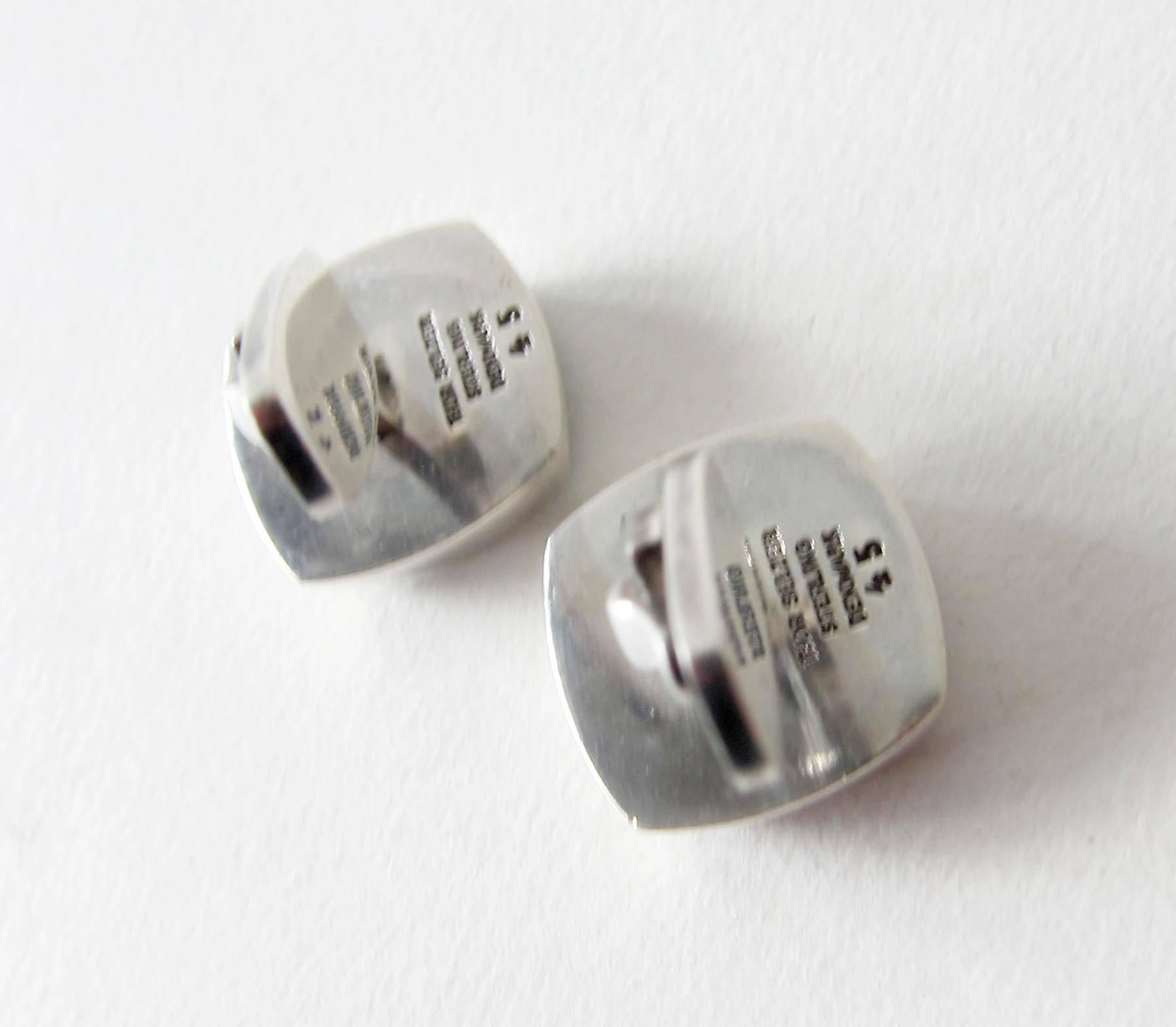 Sterling silver geometric modern cufflinks created by Thor Selzer of Denmark.  Cufflinks measure about 1/2