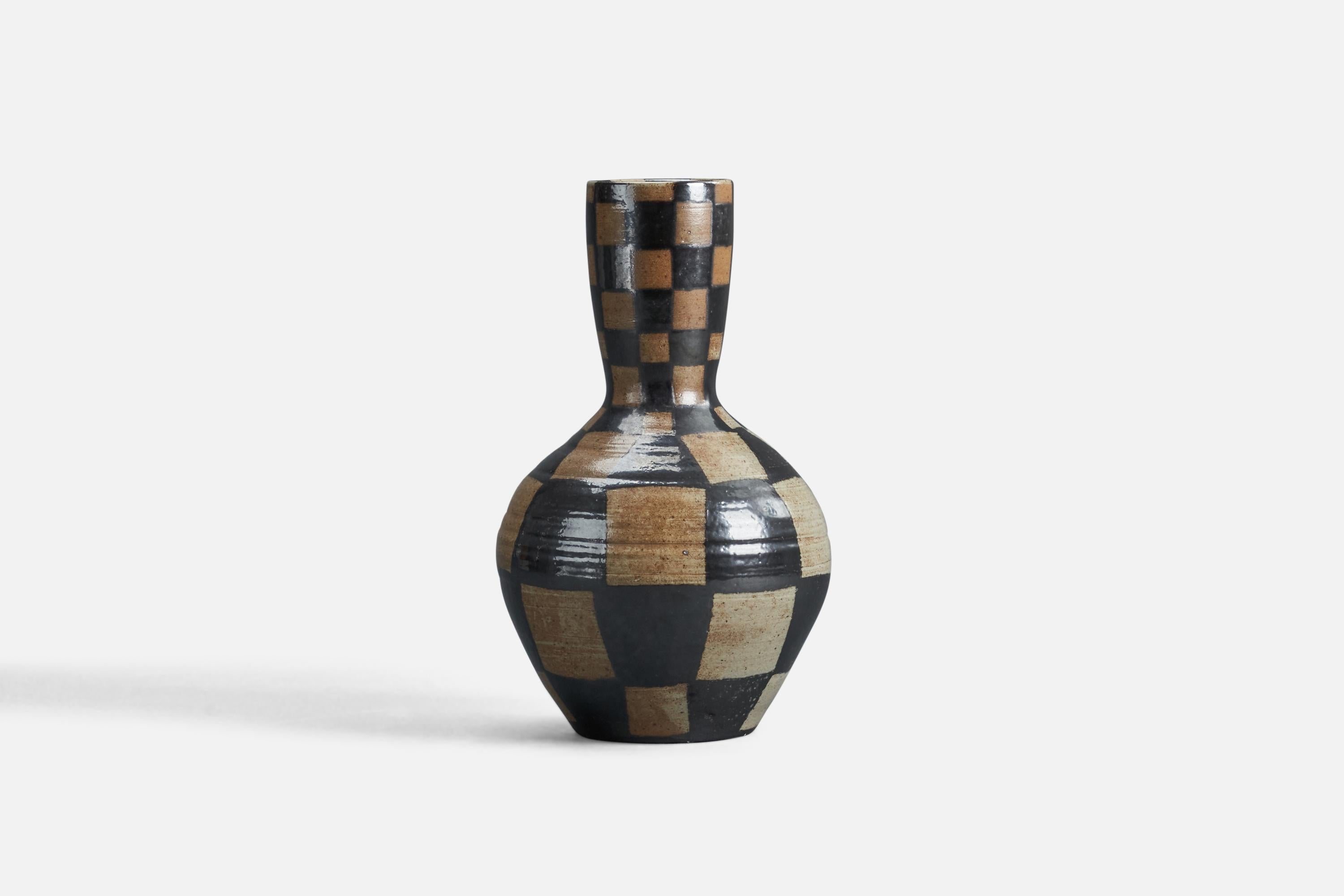 A hand painted ceramic vase designed and produced by Thord, Sweden, circa 1960s.