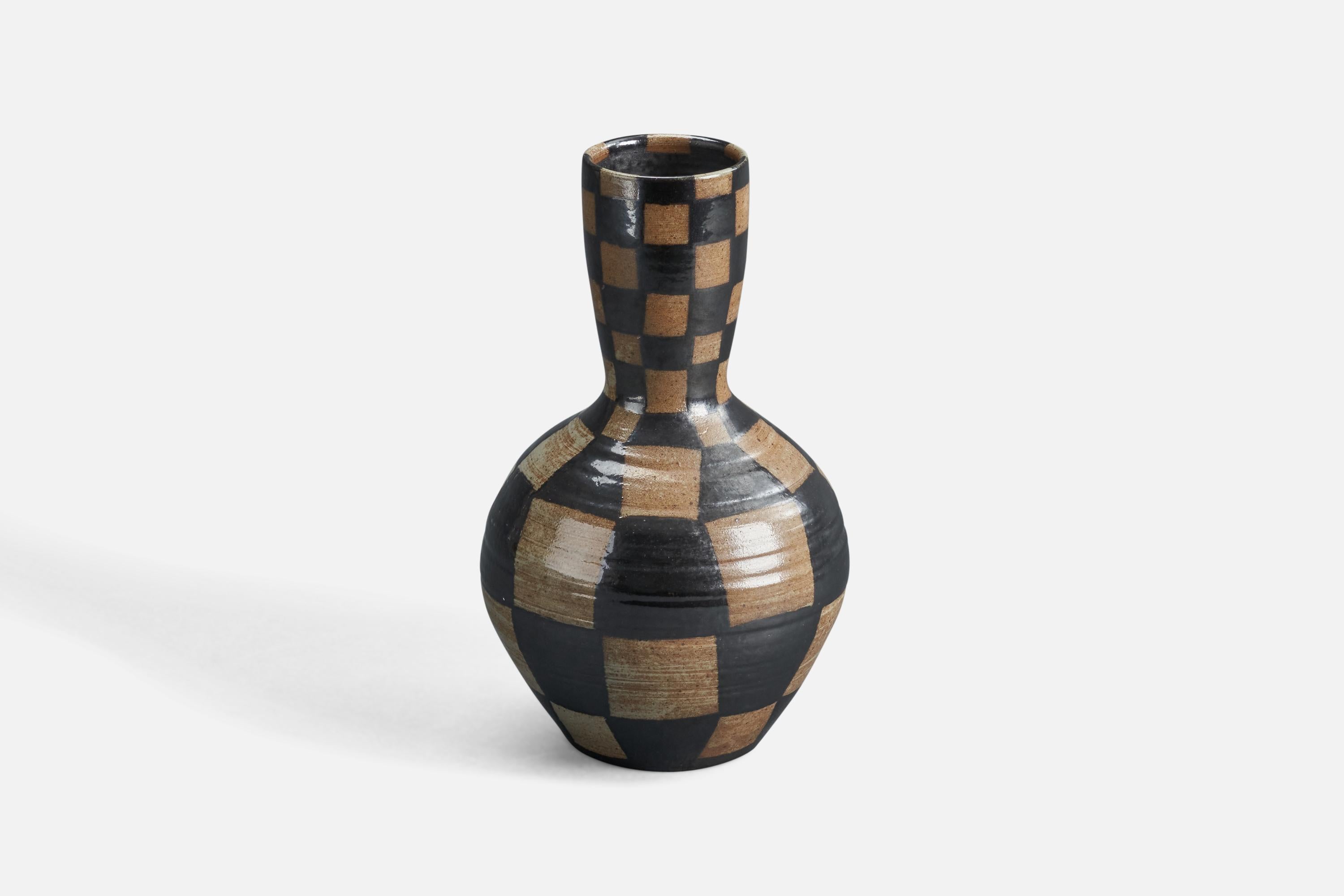 Mid-Century Modern Thord, Vase, hand painted Ceramic, Sweden, 1960s