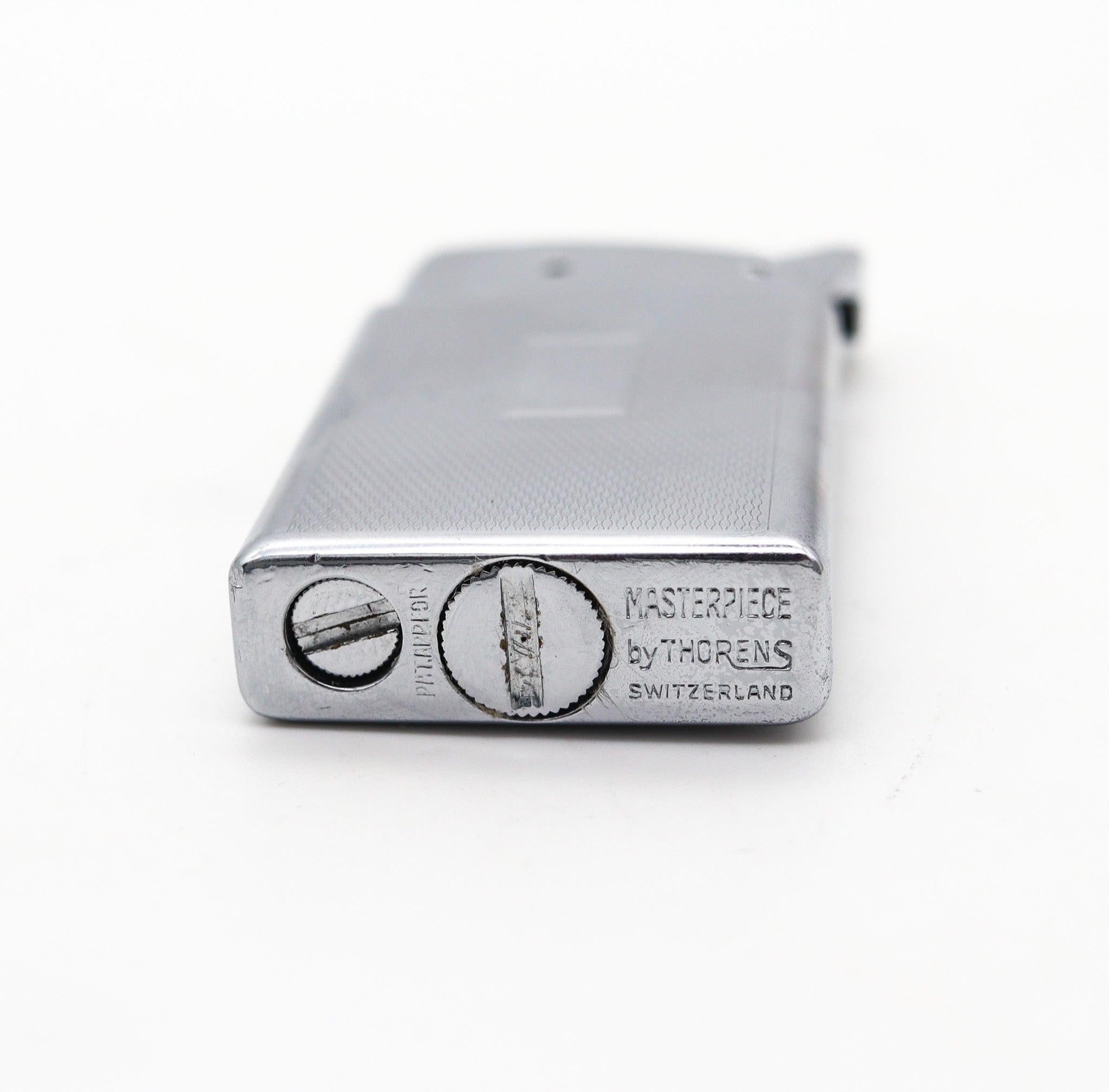 Swiss THORENS 1953 Masterpiece Pocket Petrol Lighter In Chromed Steel