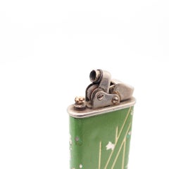 THORENS Art Deco 1932 Oriflan Green Lacquered Desk Petrol Lighter In Chromed