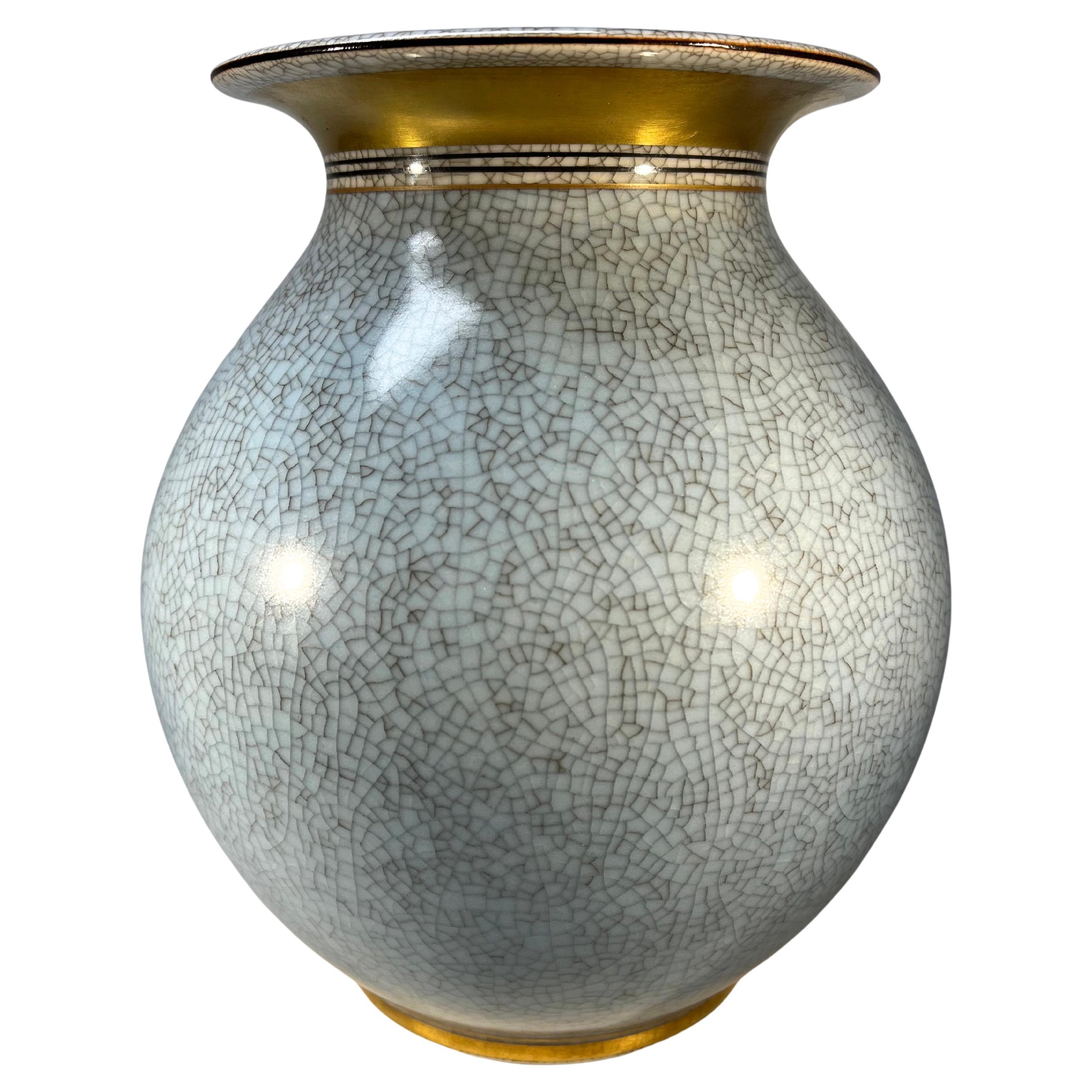 Thorkild Olsen 1959, Royal Copenhagen Large Blue Crackle Glazed Vase #2505