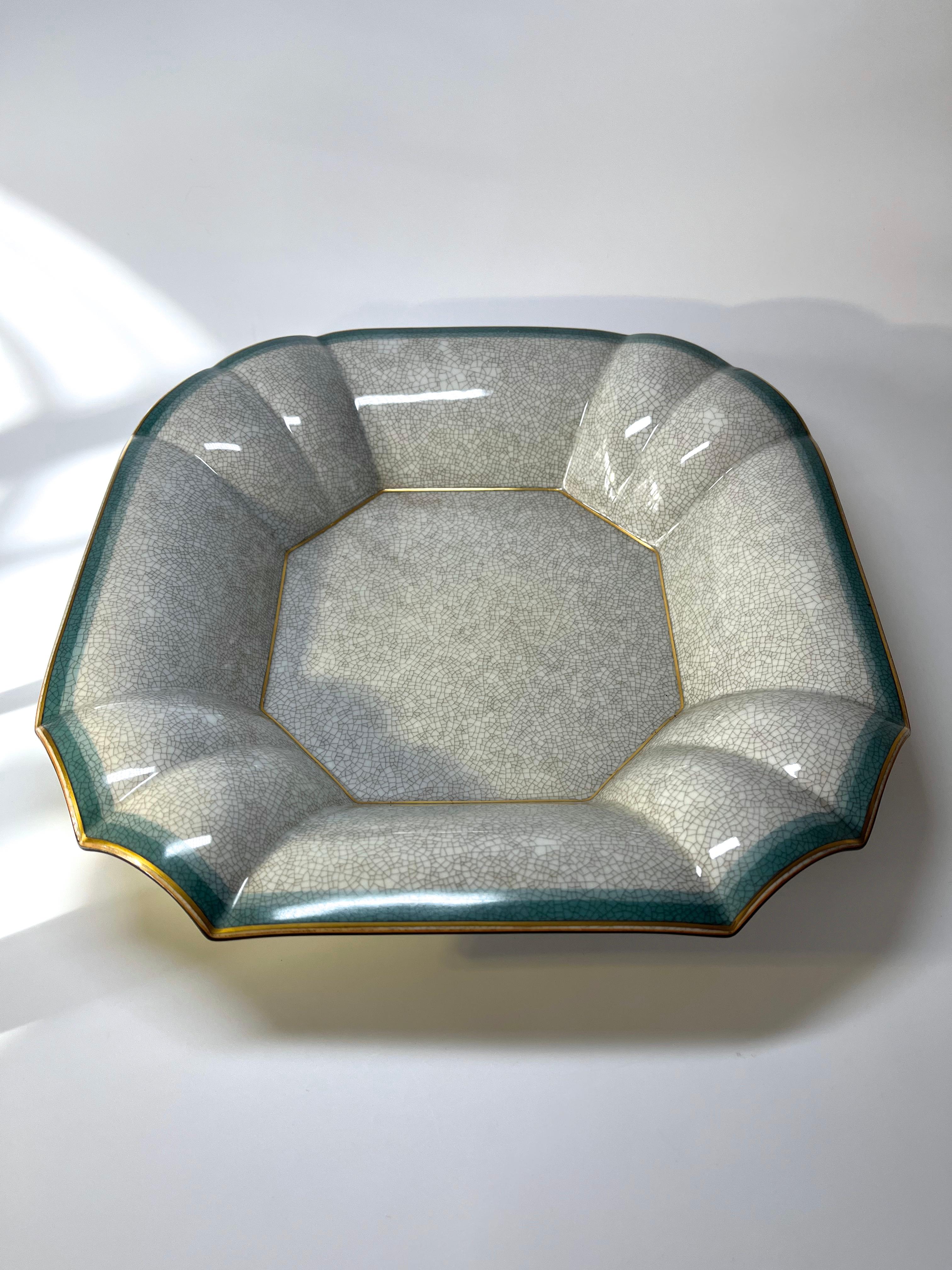 Thorkild Olsen Beautiful Tones Of Teal & Grey, Crackle Glazed Dual Purpose Bowl  In Excellent Condition For Sale In Rothley, Leicestershire