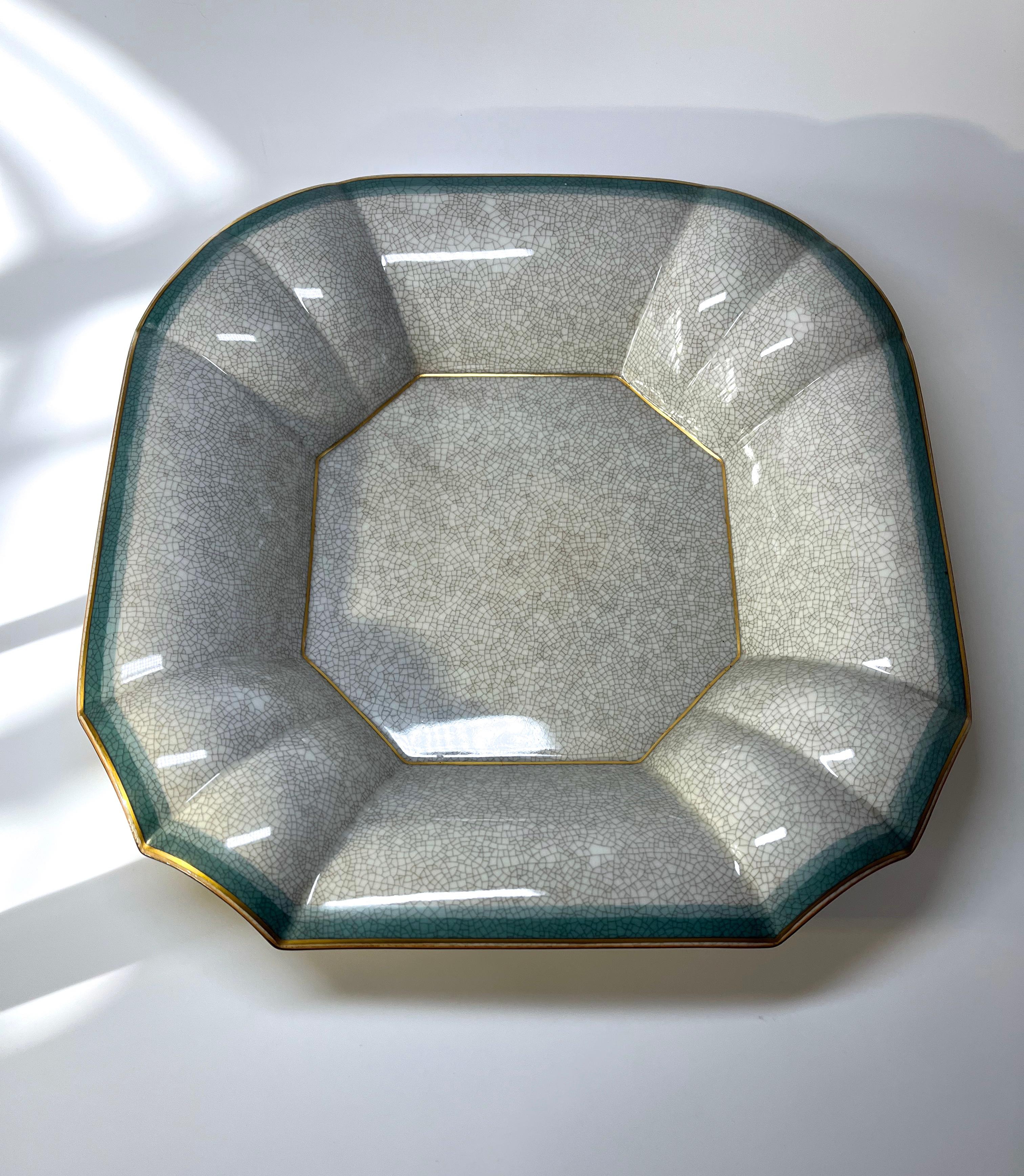 Porcelain Thorkild Olsen Beautiful Tones Of Teal & Grey, Crackle Glazed Dual Purpose Bowl  For Sale