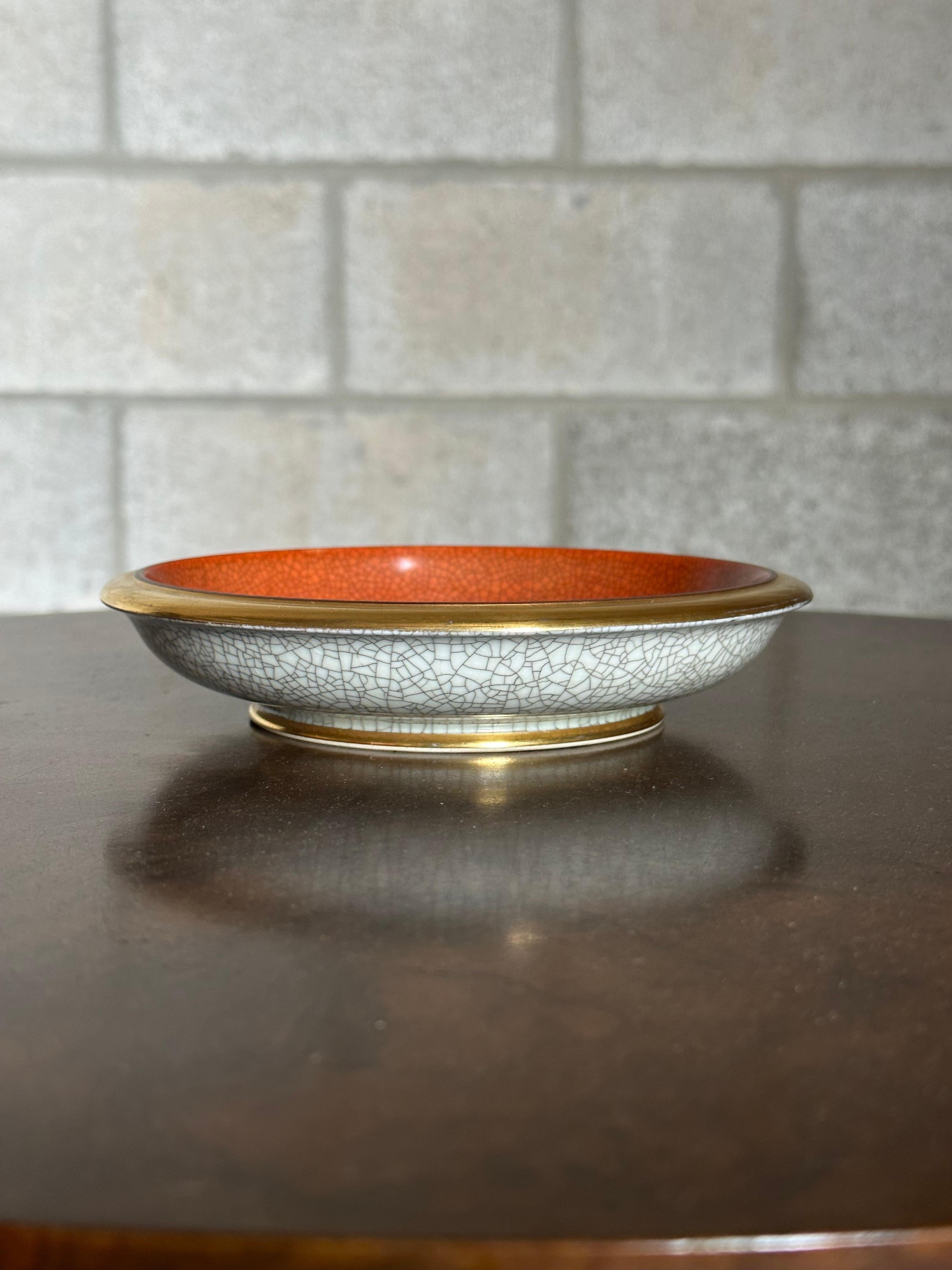 Mid-Century Modern Thorkild Olsen for Royal Copenhagen Crackle Glazed Bowl, Denmark For Sale