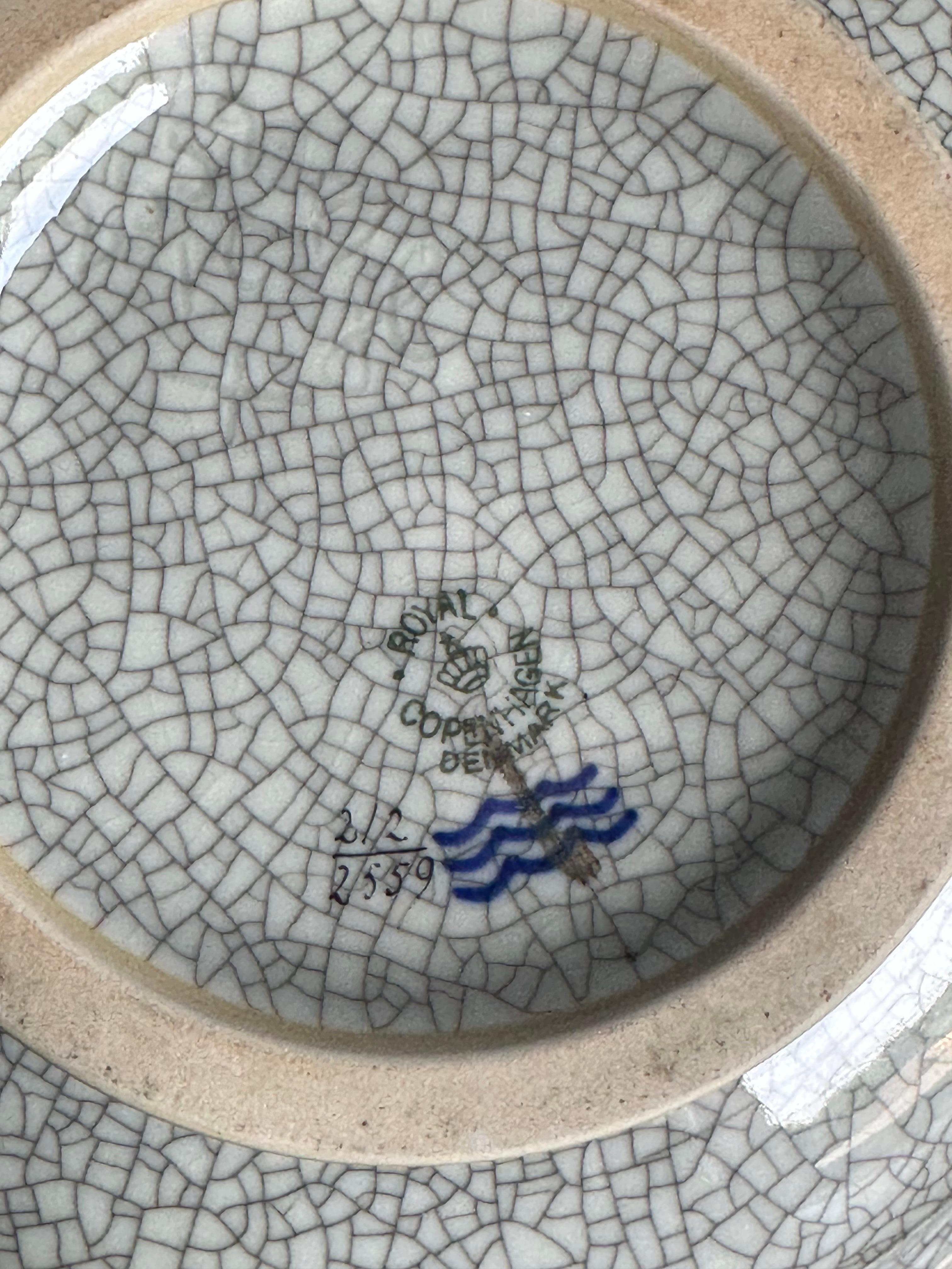 Mid-20th Century Thorkild Olsen for Royal Copenhagen Crackle Glazed Bowl, Denmark For Sale