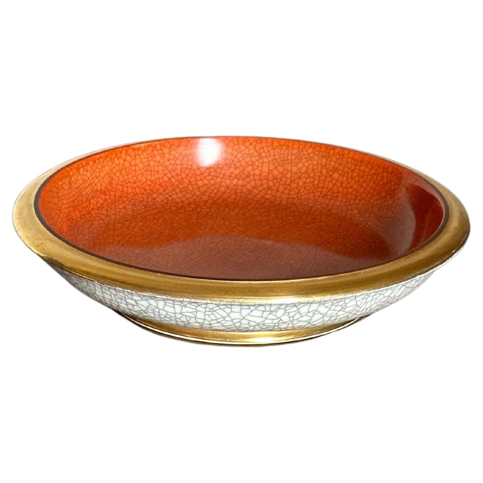 Thorkild Olsen für Royal Copenhagen, glasierte Schale mit Craquelé-Glasur, Dänemark