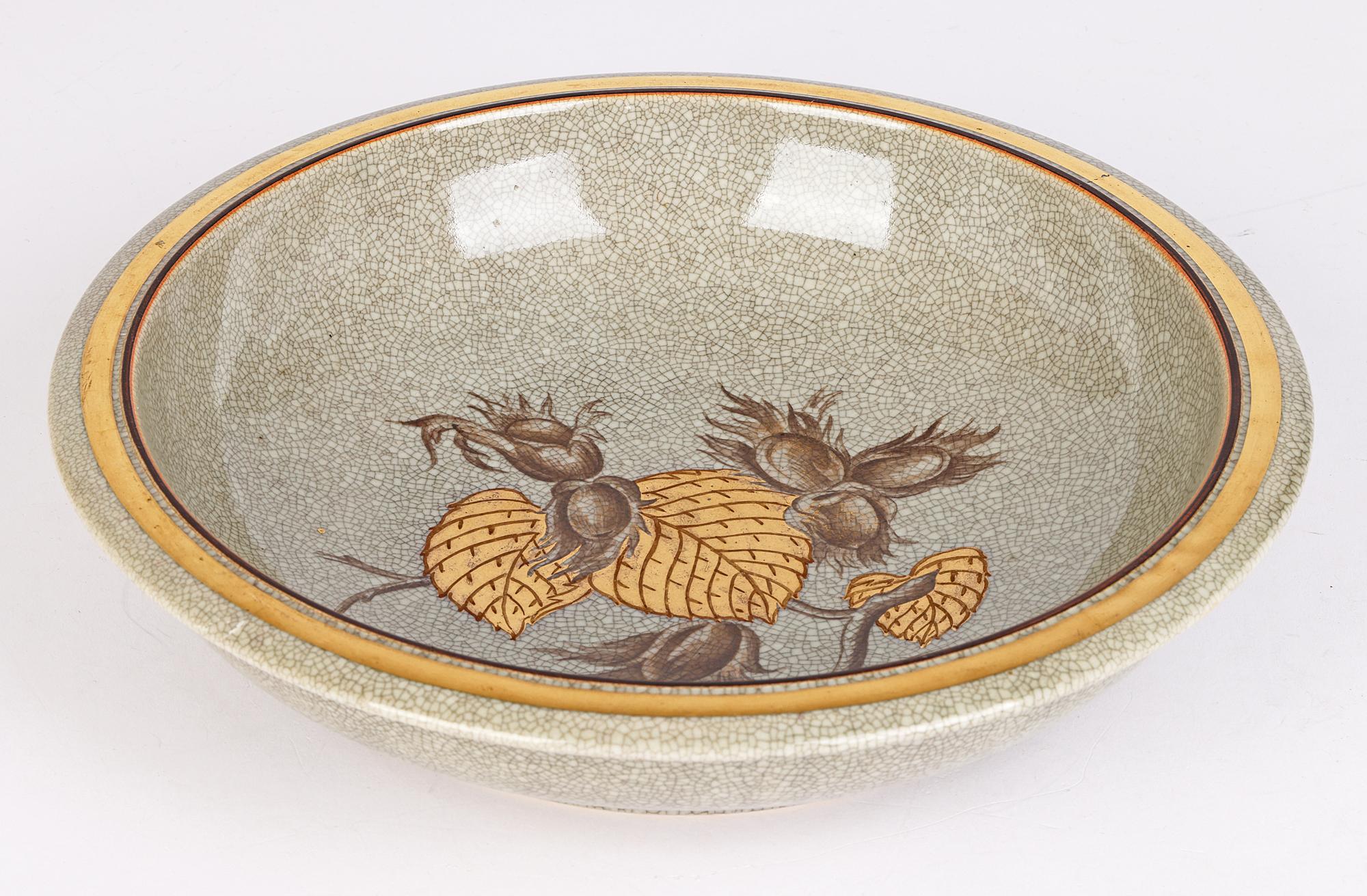 Thorkild Olsen for Royal Copenhagen Craquele Glazed Bowl with Fruiting Nuts In Good Condition For Sale In Bishop's Stortford, Hertfordshire