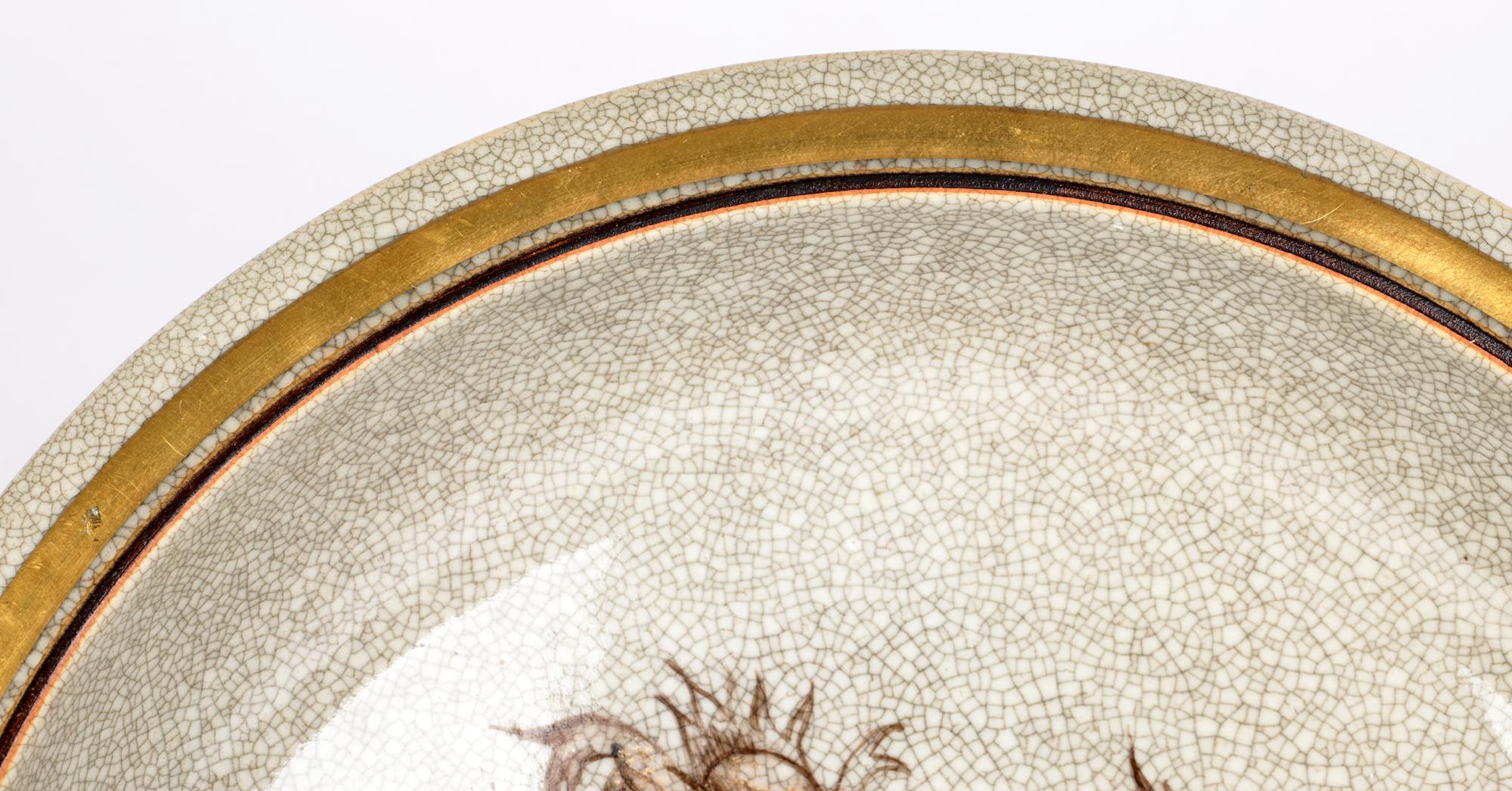 Porcelain Thorkild Olsen for Royal Copenhagen Craquele Glazed Bowl with Fruiting Nuts For Sale