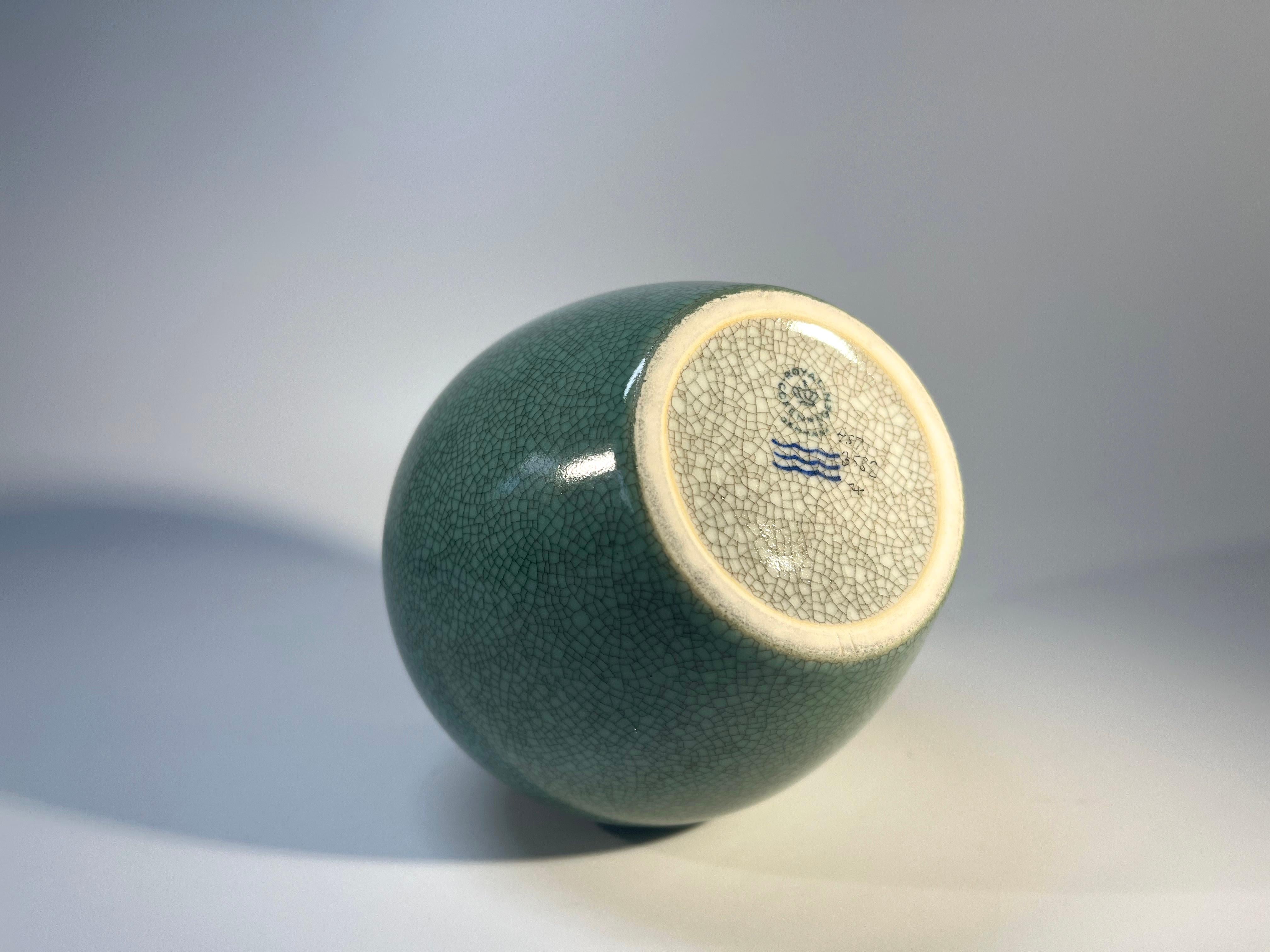 Thorkild Olsen For Royal Copenhagen, Pale Green Crackle Glazed Vase #3582 For Sale 1