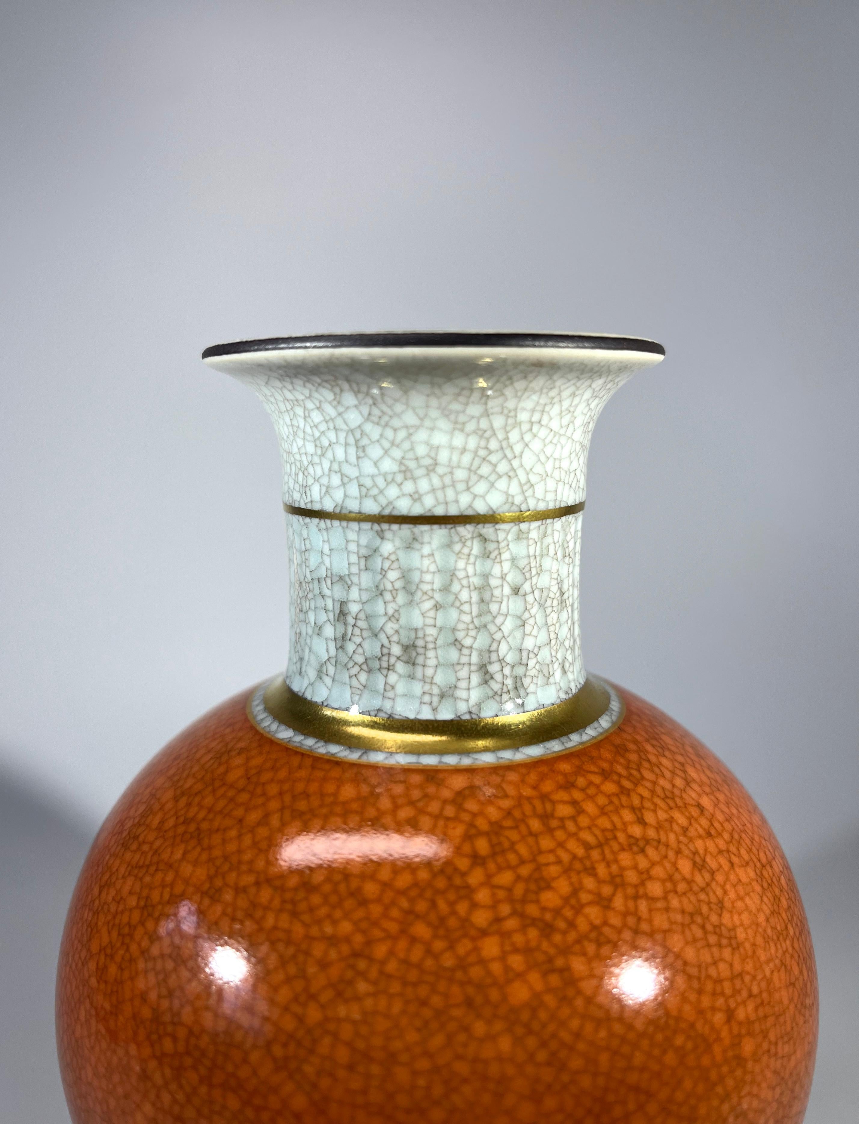 Thorkild Olsen For Royal Copenhagen Terracotta Crackle Glazed Ball Vase #3033 In Good Condition In Rothley, Leicestershire