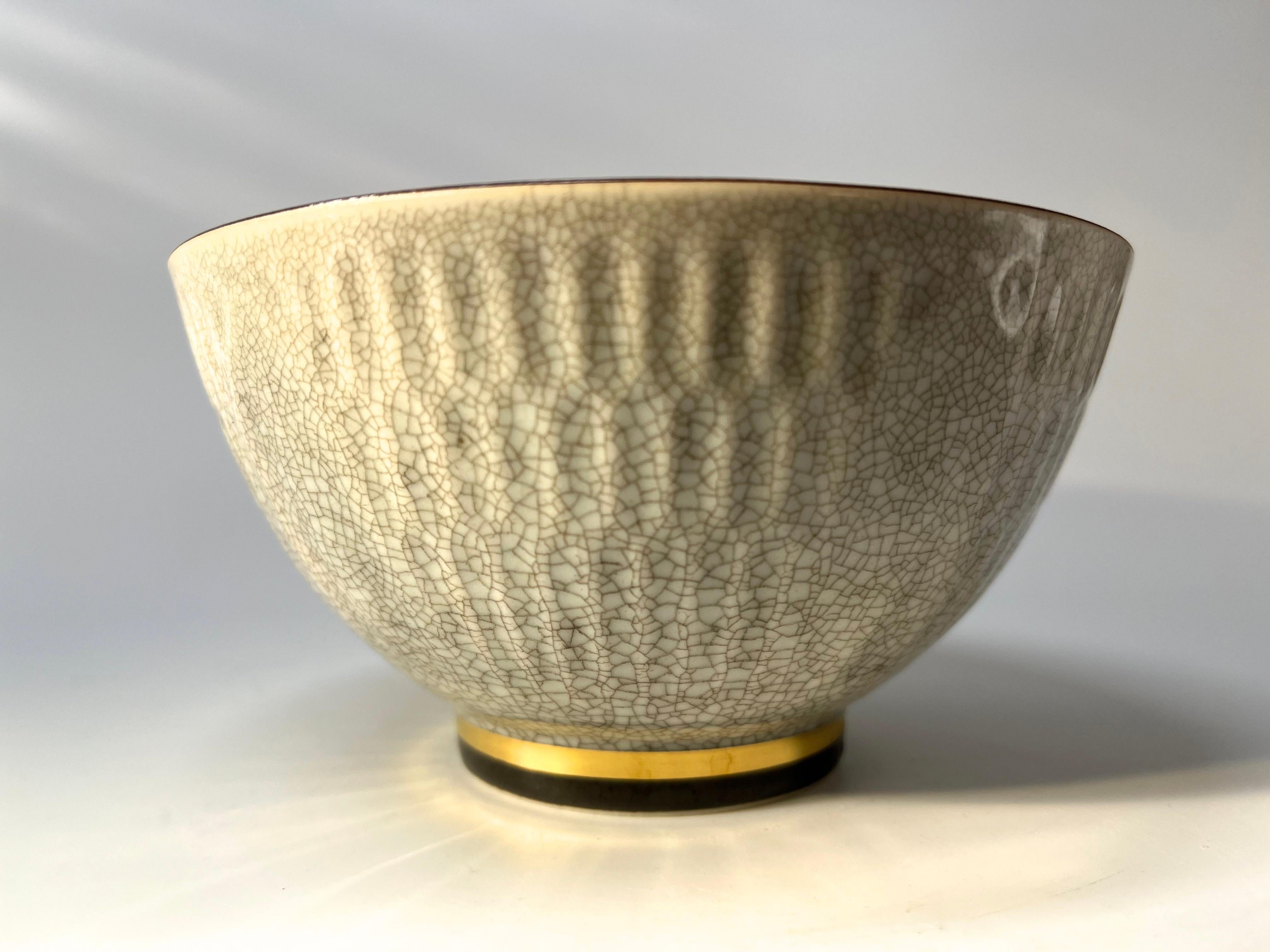 Scandinavian Modern Thorkild Olsen For Royal Copenhagen Terracotta Crackle Glazed Bowl #3431 For Sale