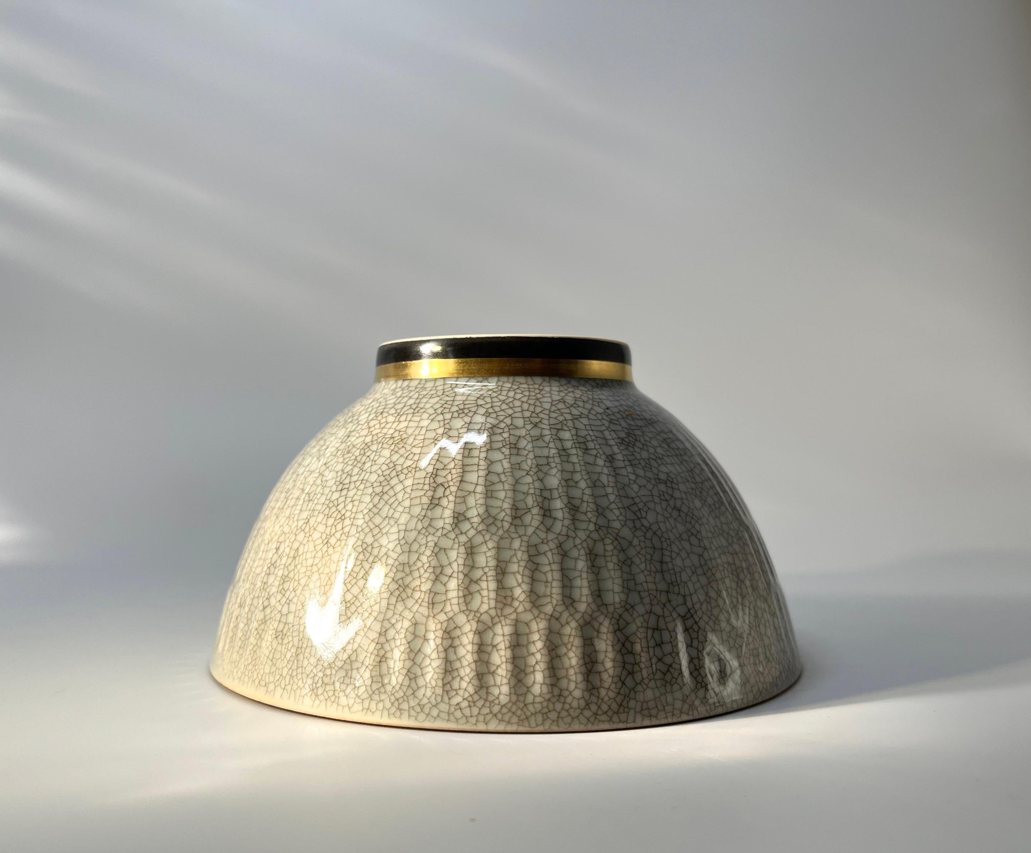 Porcelain Thorkild Olsen For Royal Copenhagen Terracotta Crackle Glazed Bowl #3431 For Sale