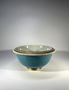 Thorkild Olsen For Royal Copenhagen Turquoise Crackle Glazed Bowl #2527