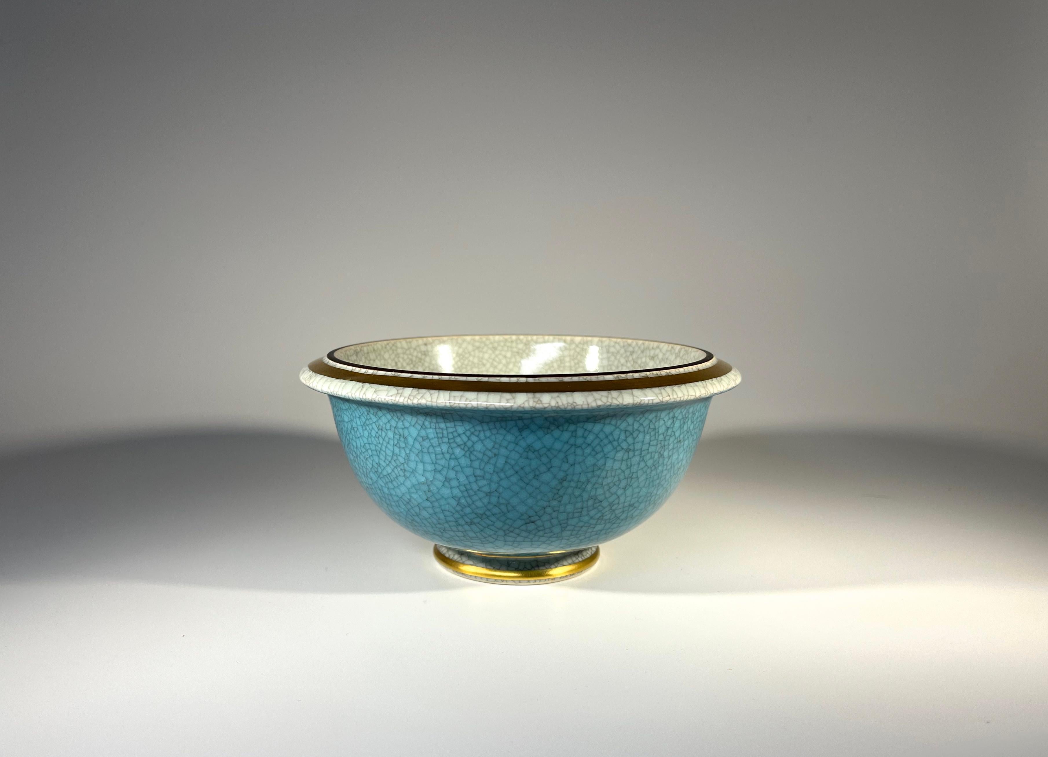 Scandinavian Modern Thorkild Olsen For Royal Copenhagen Turquoise Crackle Glazed Bowl #2527