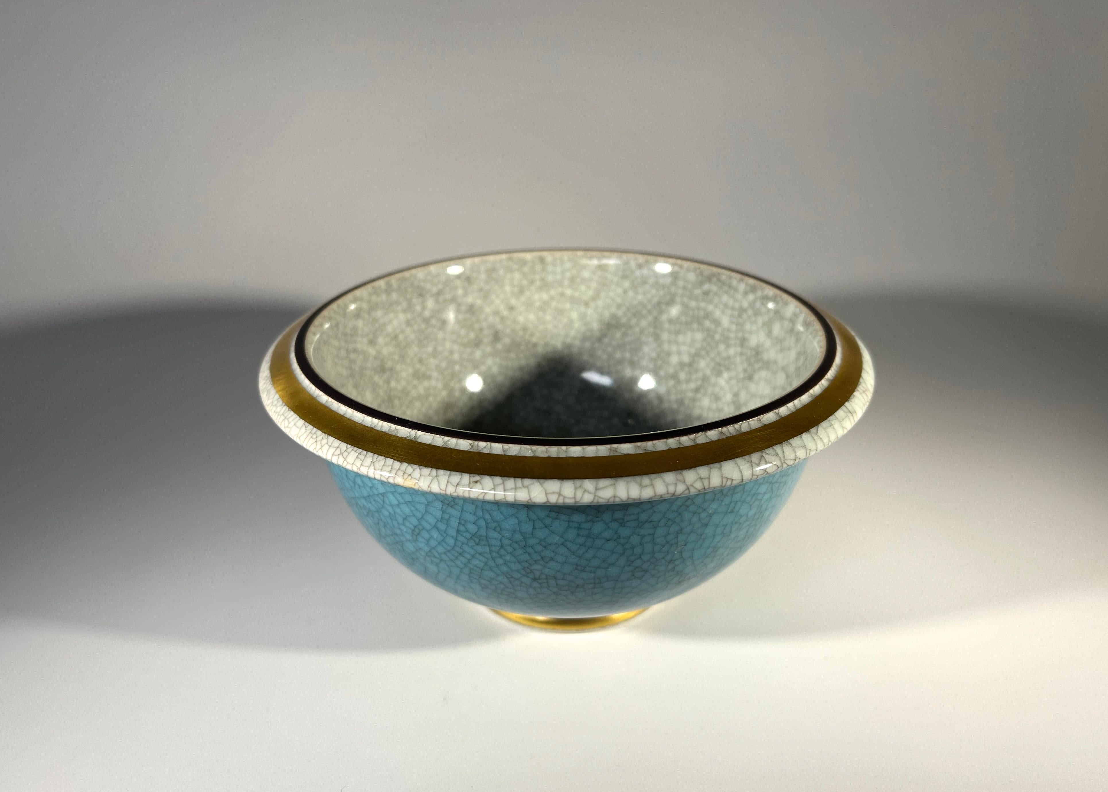 Danish Thorkild Olsen For Royal Copenhagen Turquoise Crackle Glazed Bowl #2527