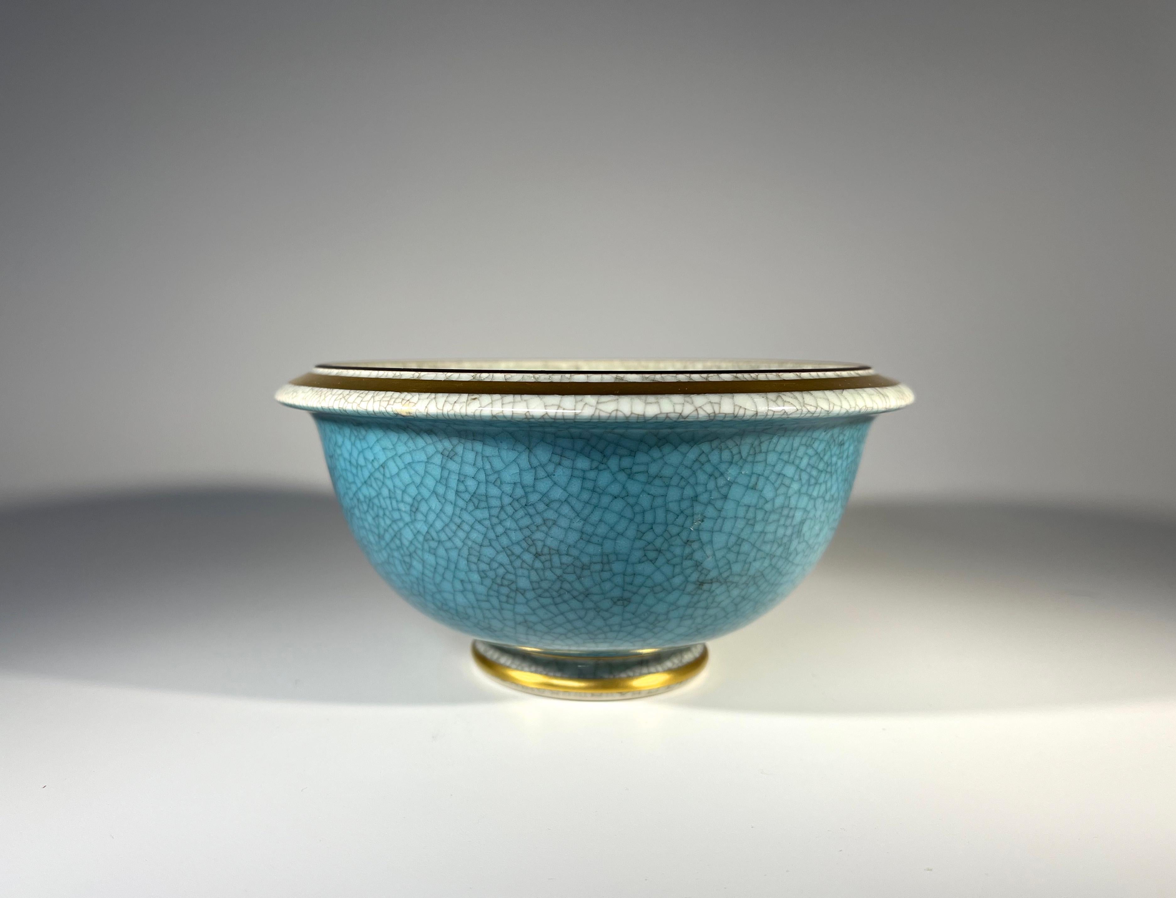20th Century Thorkild Olsen For Royal Copenhagen Turquoise Crackle Glazed Bowl #2527