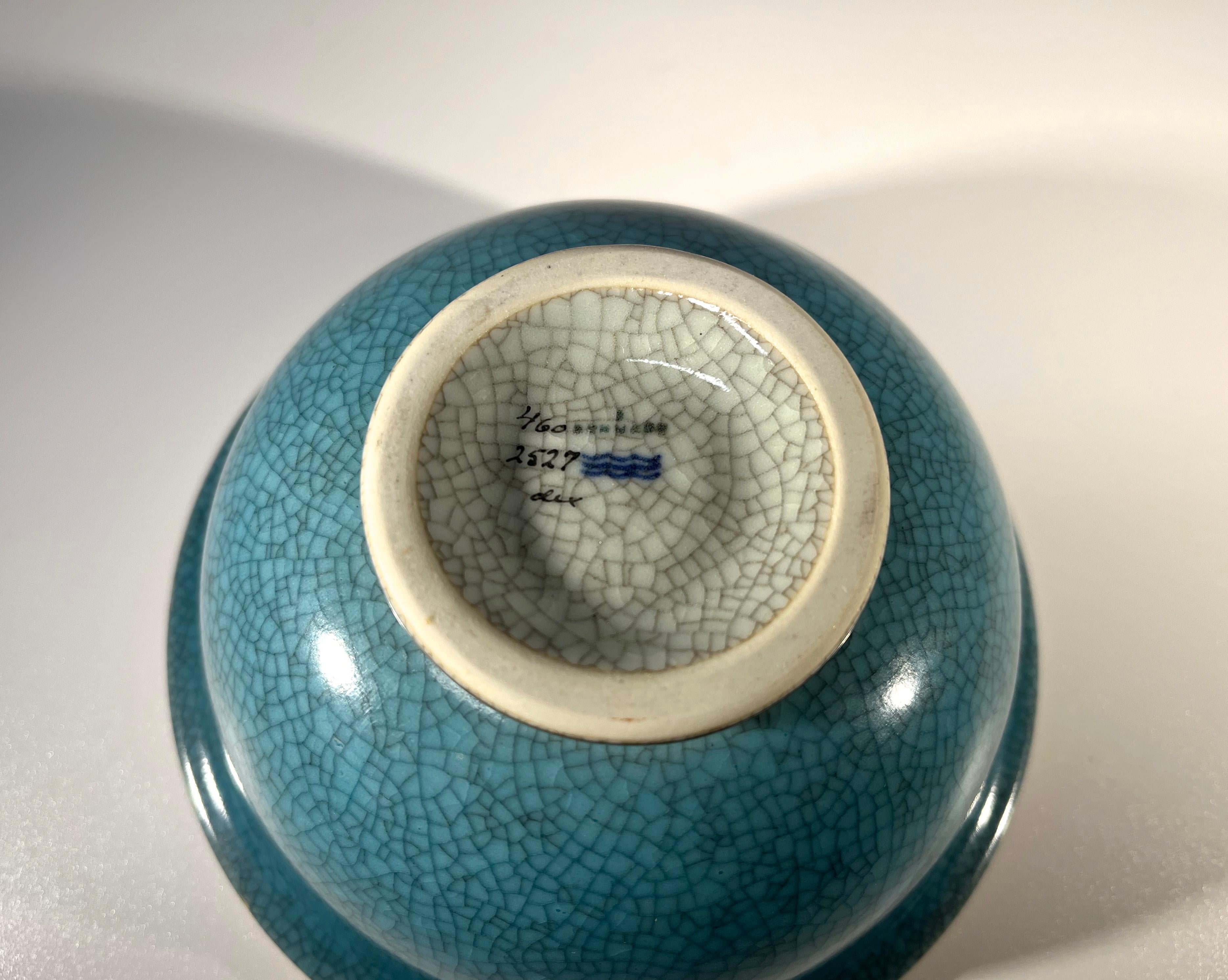 Thorkild Olsen For Royal Copenhagen Turquoise Crackle Glazed Bowl #2527 1
