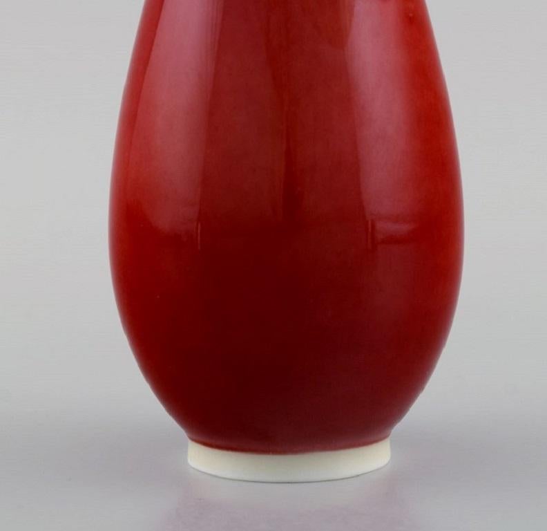 Glazed Thorkild Olsen for Royal Copenhagen, Vase in Red and White Porcelain, 1920s For Sale