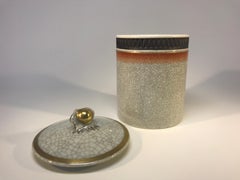 Thorkild Olsen Tarro con tapa de esmalte craquelado Royal Copenhagen Decoración de bellota dorada