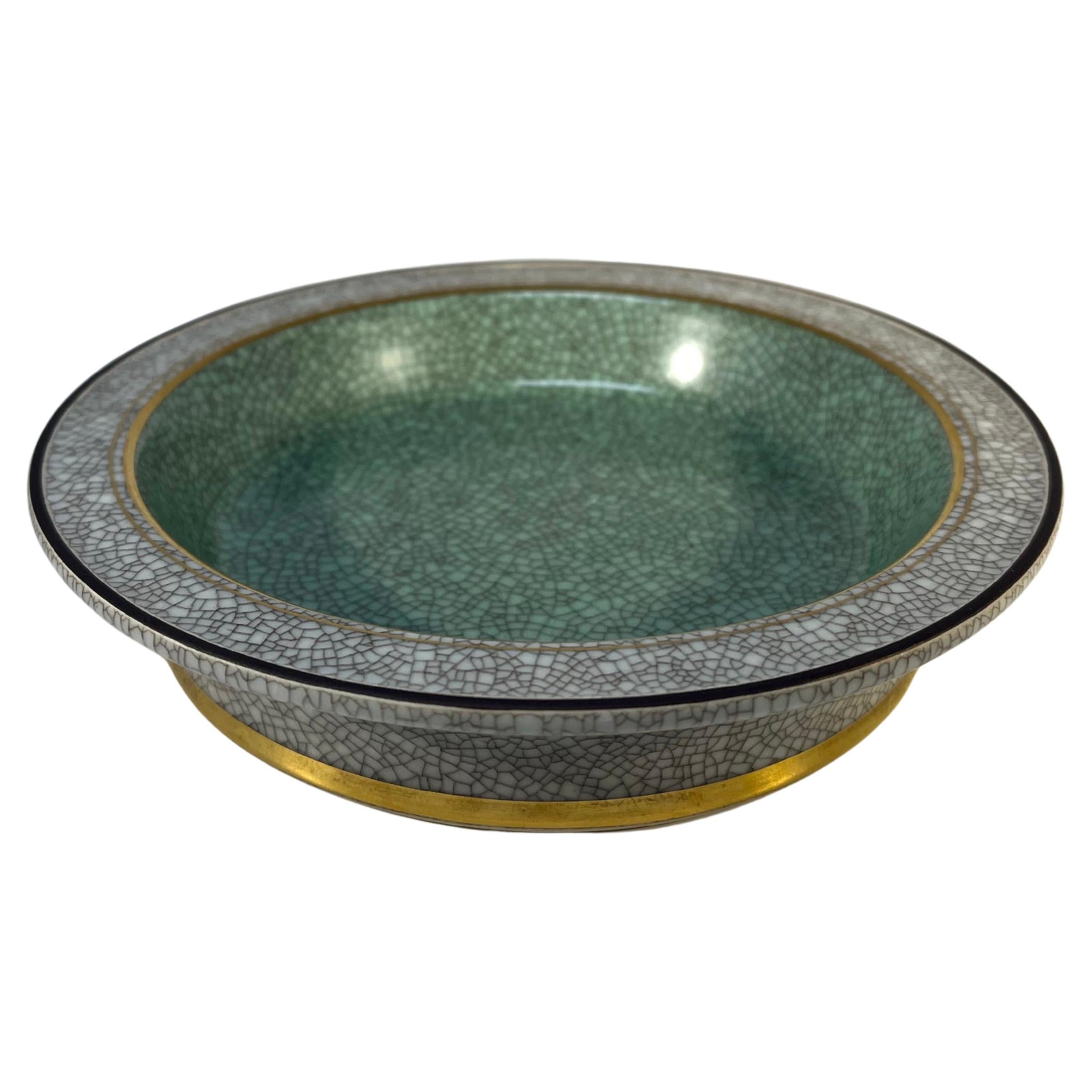 Thorkild Olsen, Royal Copenhagen Pale Green Crackle Glaze Shallow Dish #2716