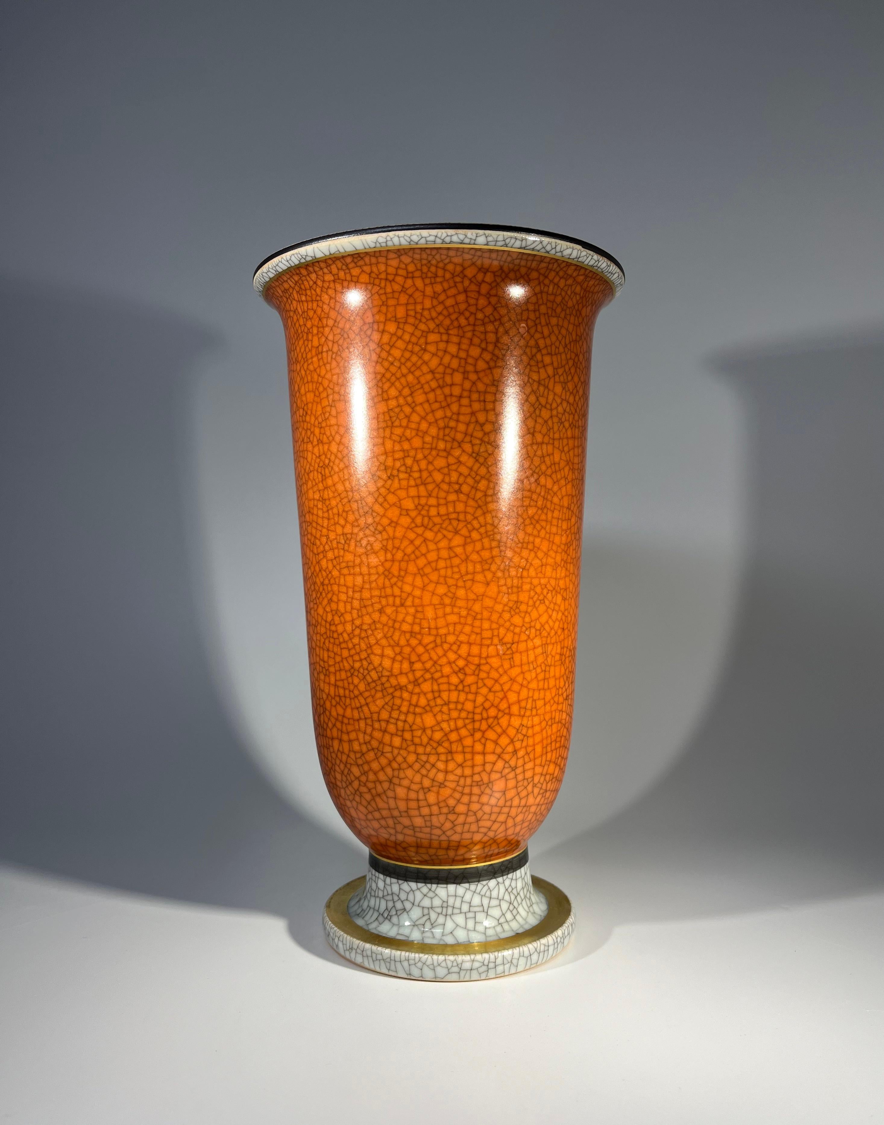 Thorkild Olsen, Royal Copenhagen, Terracotta Crackle Glazed Vase #3378 In Good Condition In Rothley, Leicestershire