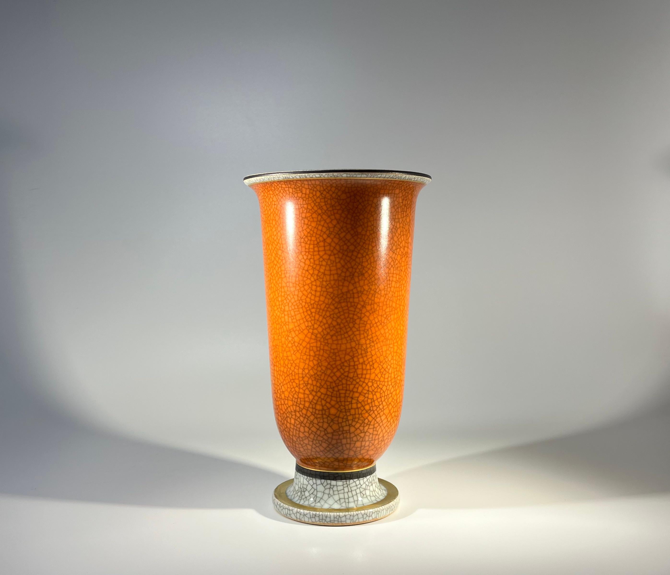 Thorkild Olsen, Royal Copenhagen, Terracotta Crackle Glazed Vase #3378 1