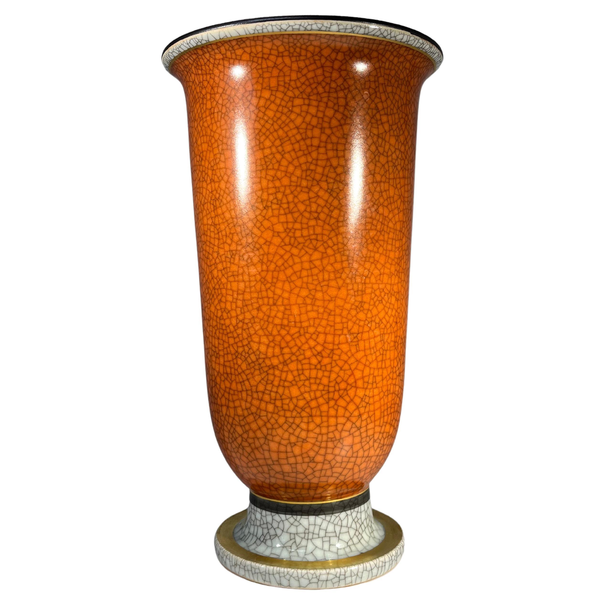 Thorkild Olsen, Royal Copenhagen, Terracotta Crackle Glazed Vase #3378