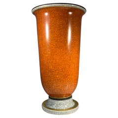 Thorkild Olsen, Royal Copenhagen, Terracotta Crackle Glazed Vase #3378