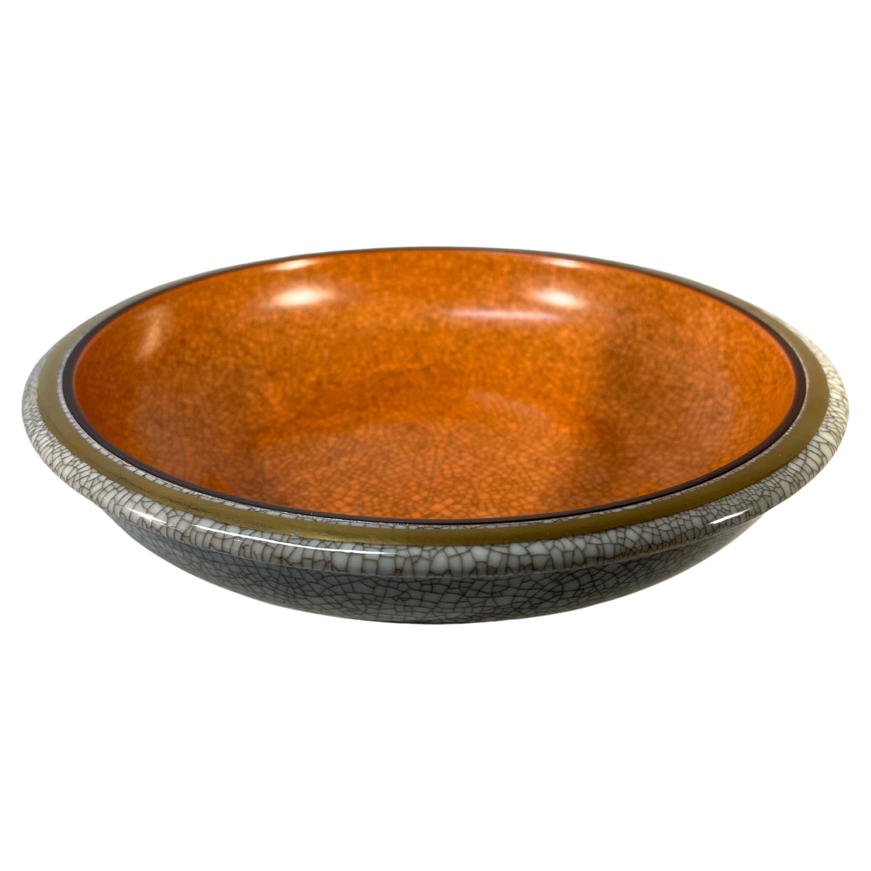 Thorkild Olsen, Royal Copenhagen Terracotta Crackle Matt Glaze Dish #3606 For Sale