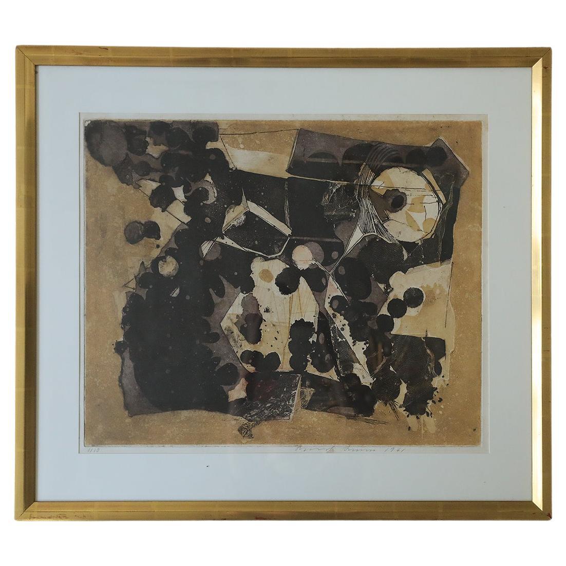 Thormod Larsen, Composition, Color Etching, 1961, Framed For Sale