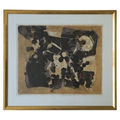 Thormod Larsen, Composition, gravure en couleur, 1961, encadrée