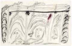 « Deep Snow », grand dessin original sur papier, signé, 34 x 49 pouces. « Framed », 1993