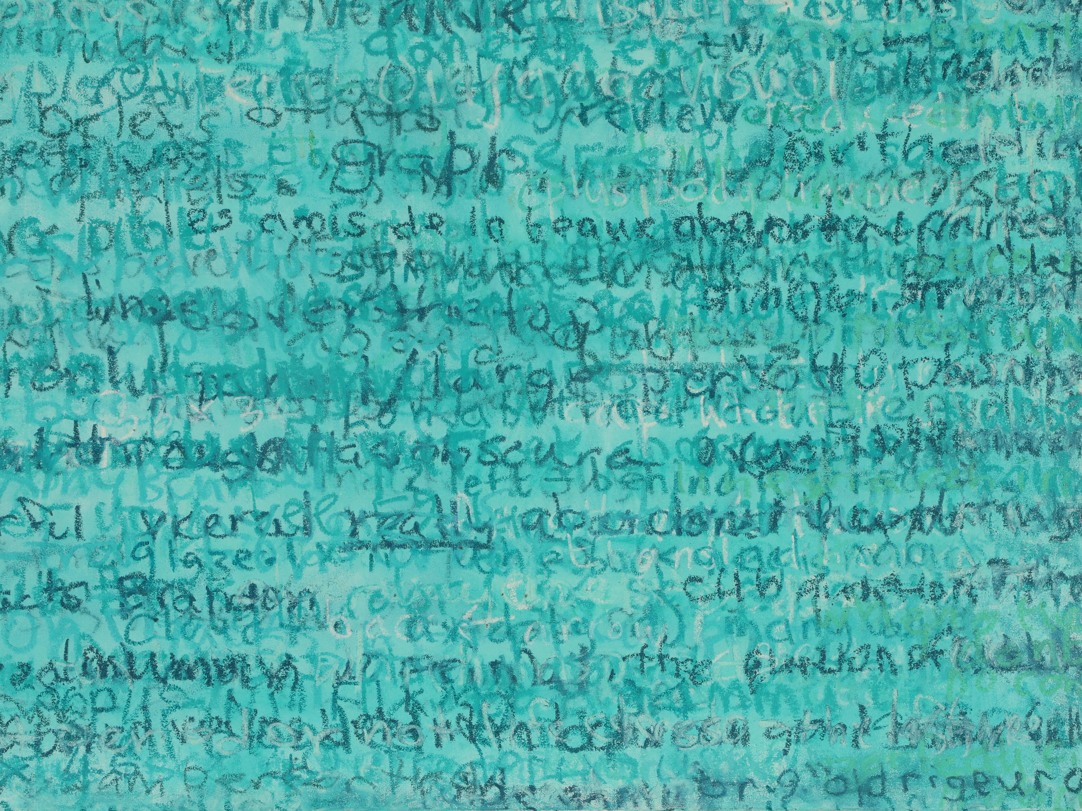 Green Proto Writing - Painting by Edward Povey
