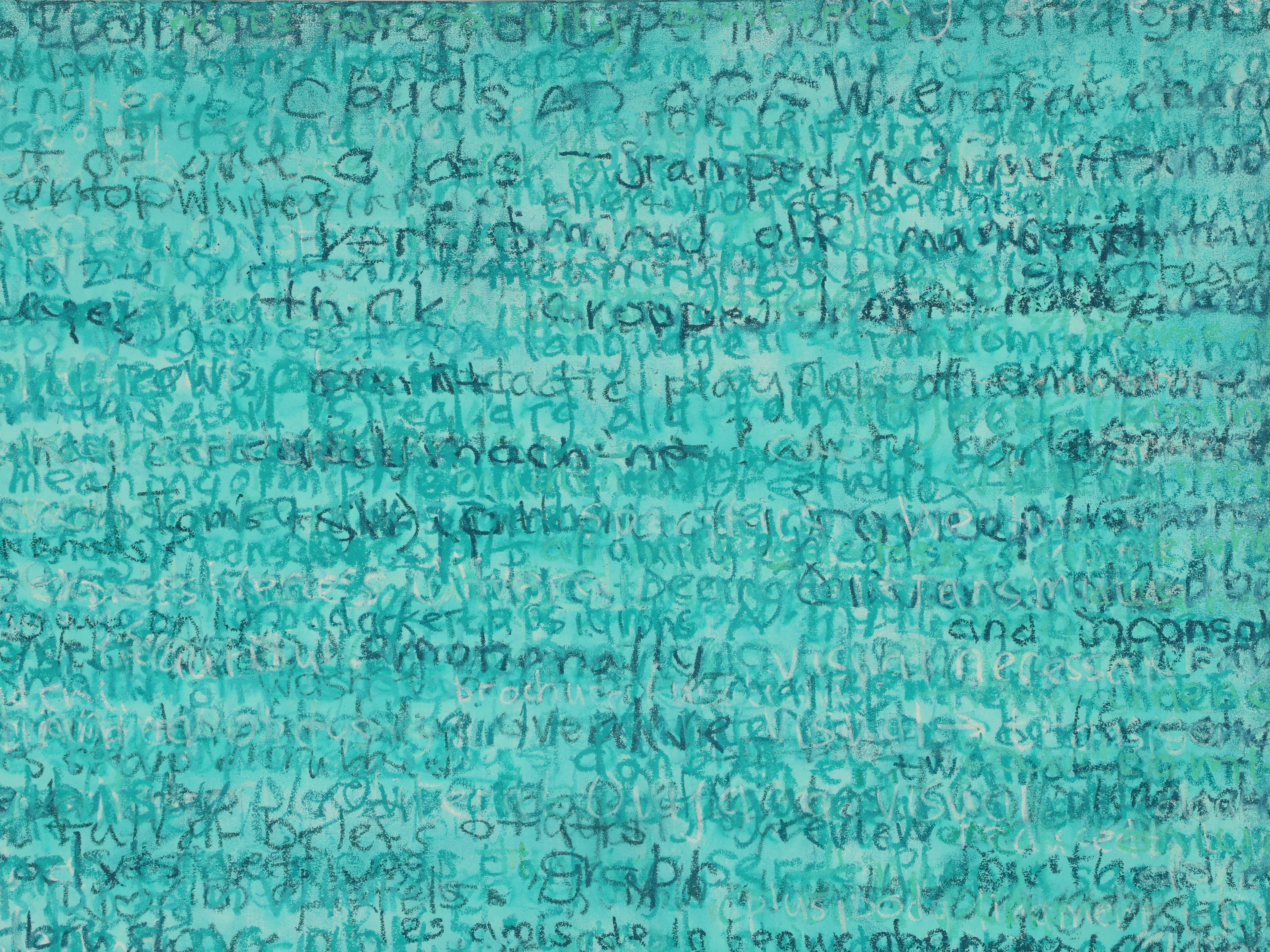 Protoescritura Verde - Painting Impresionista abstracto de Edward Povey