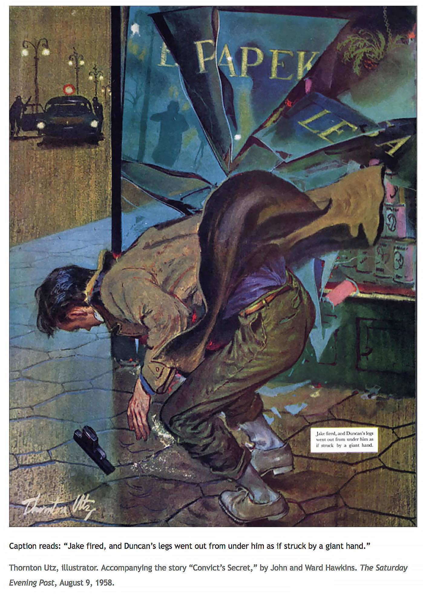 Noir Crime Drama Shooting - Saturday Evening Post Illustration  For Sale 5