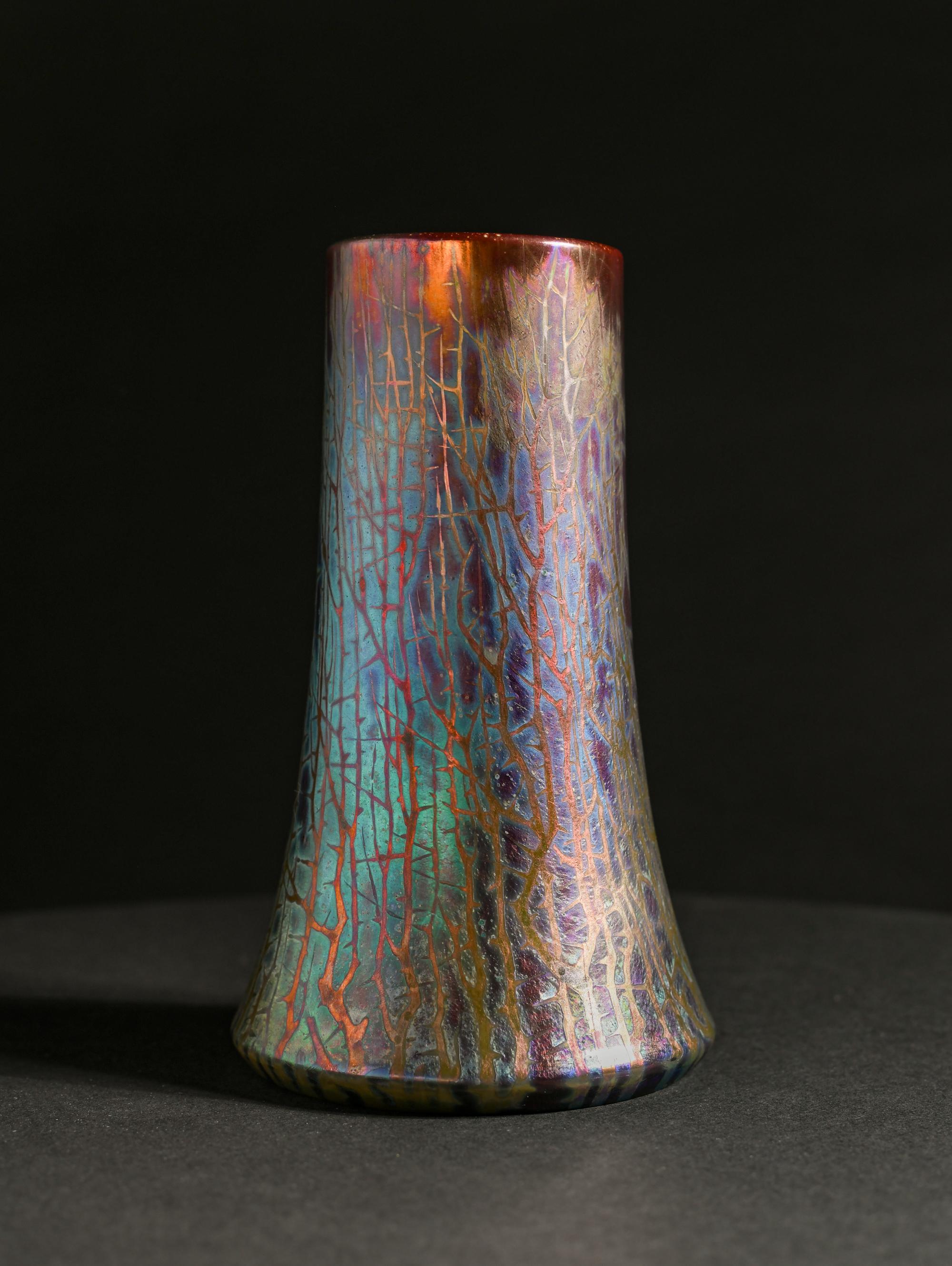Thorny Iridescent Art Nouveau Vase For Sale 3