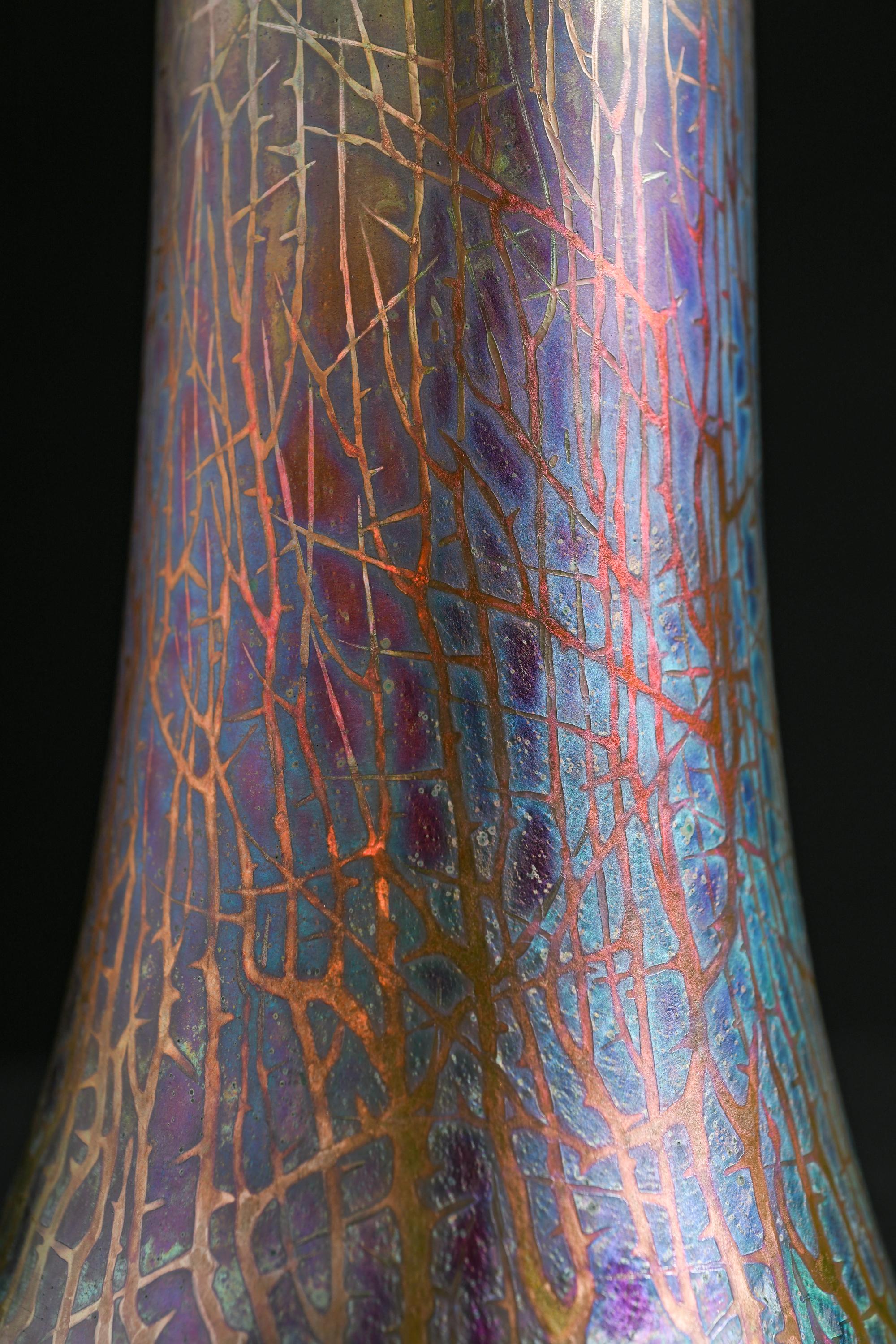 Thorny Iridescent Art Nouveau Vase For Sale 5
