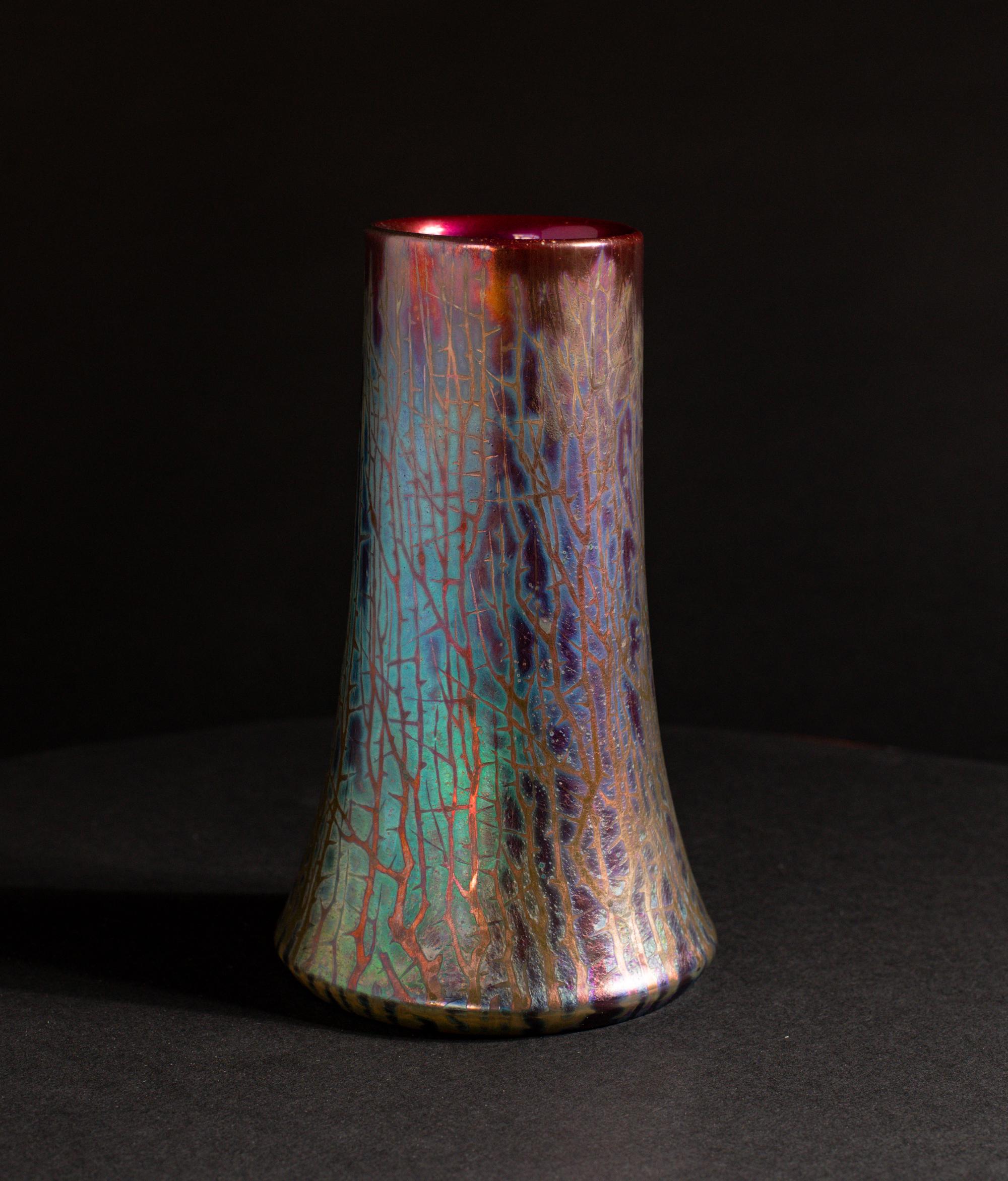 French Thorny Iridescent Art Nouveau Vase For Sale