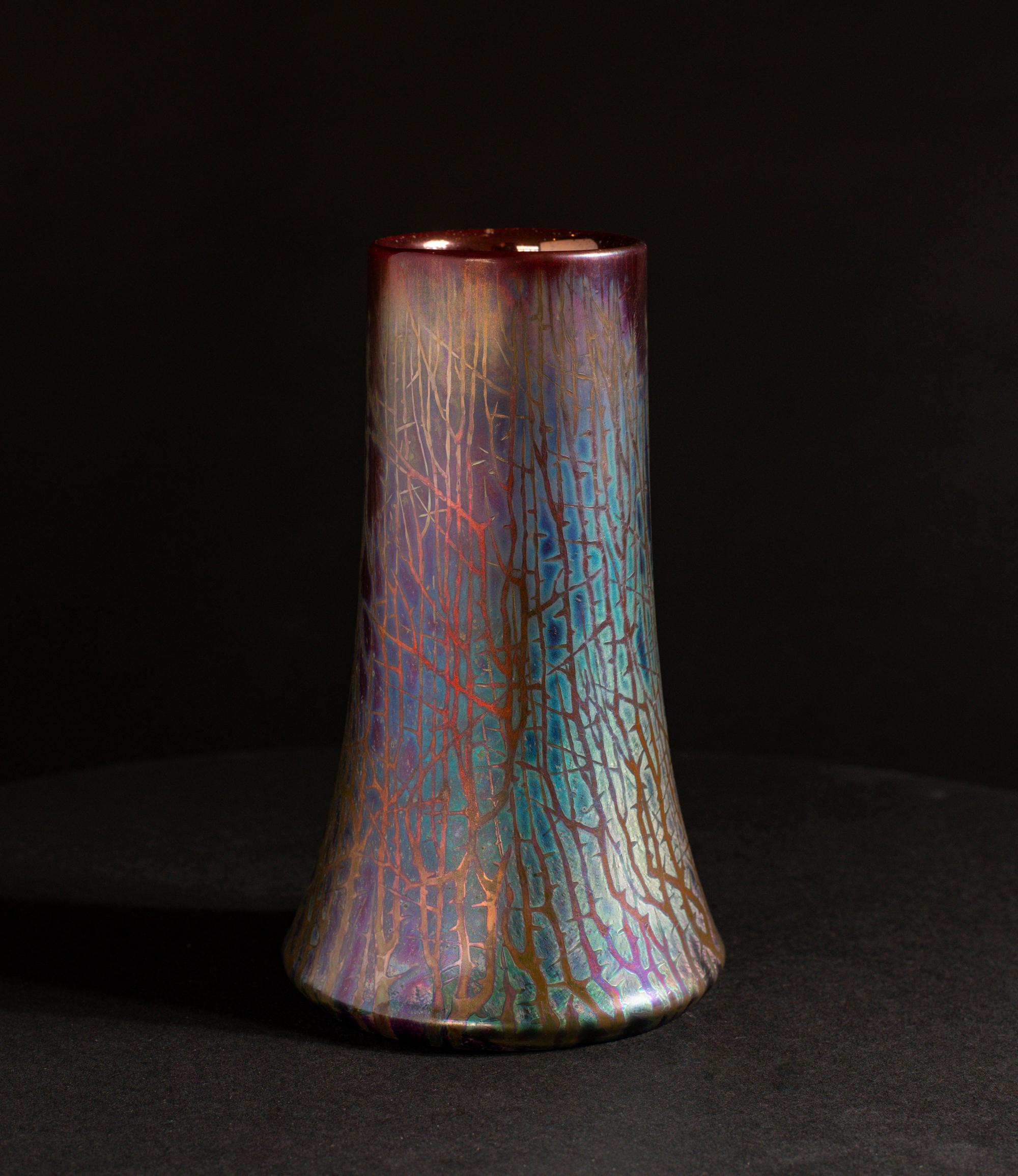 Late 19th Century Thorny Iridescent Art Nouveau Vase For Sale