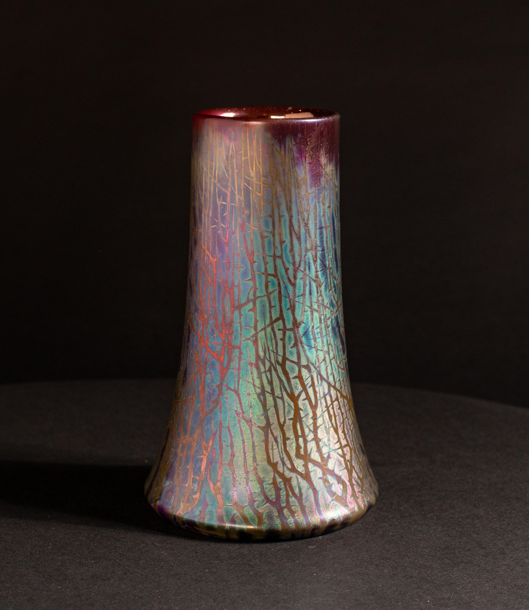 Earthenware Thorny Iridescent Art Nouveau Vase For Sale