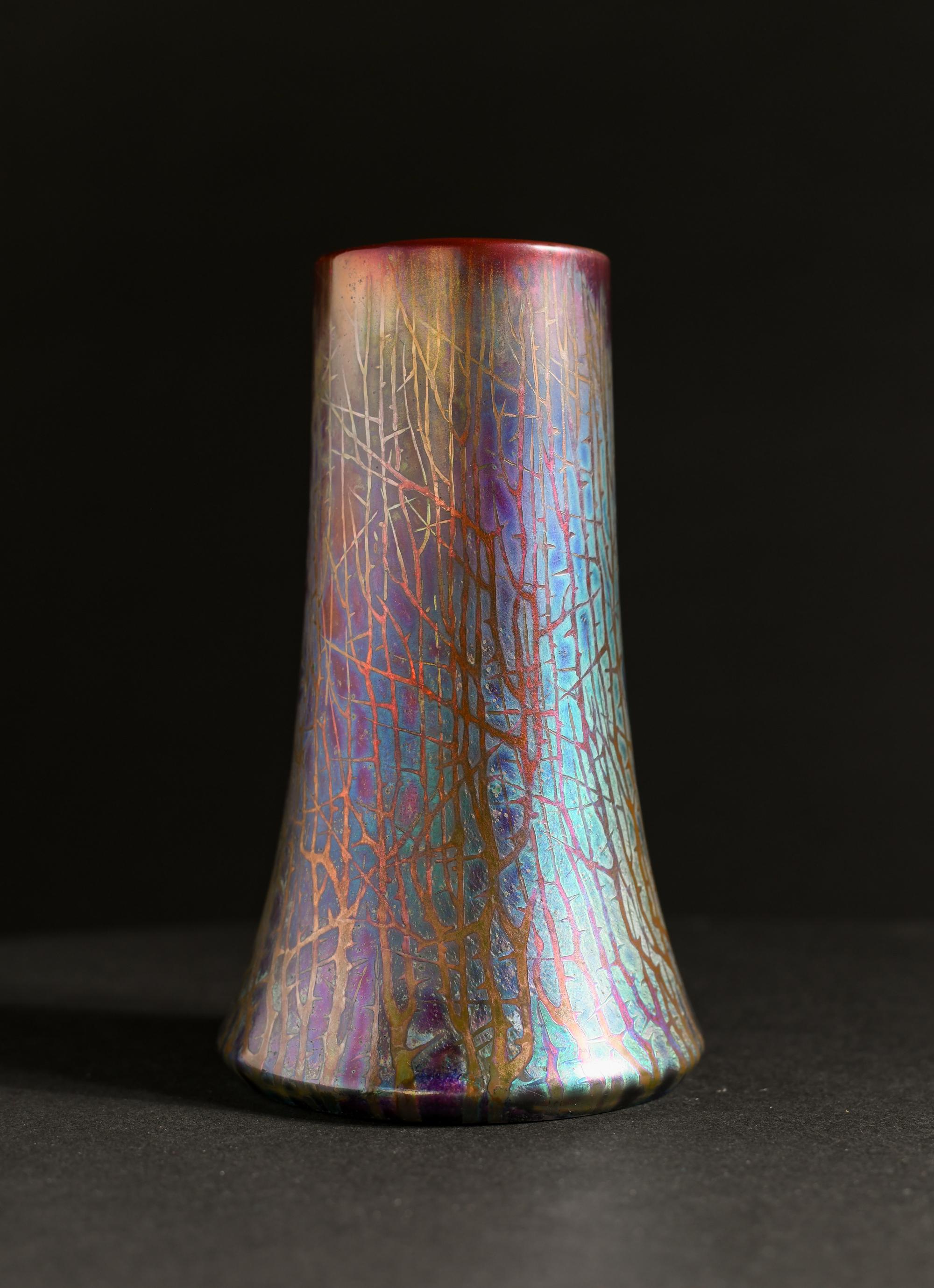 Thorny Iridescent Art Nouveau Vase For Sale 1