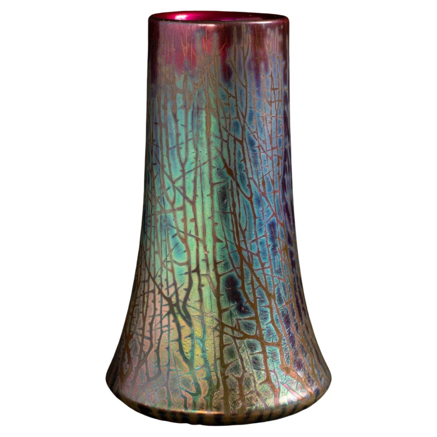 Thorny Iridescent Art Nouveau Vase For Sale