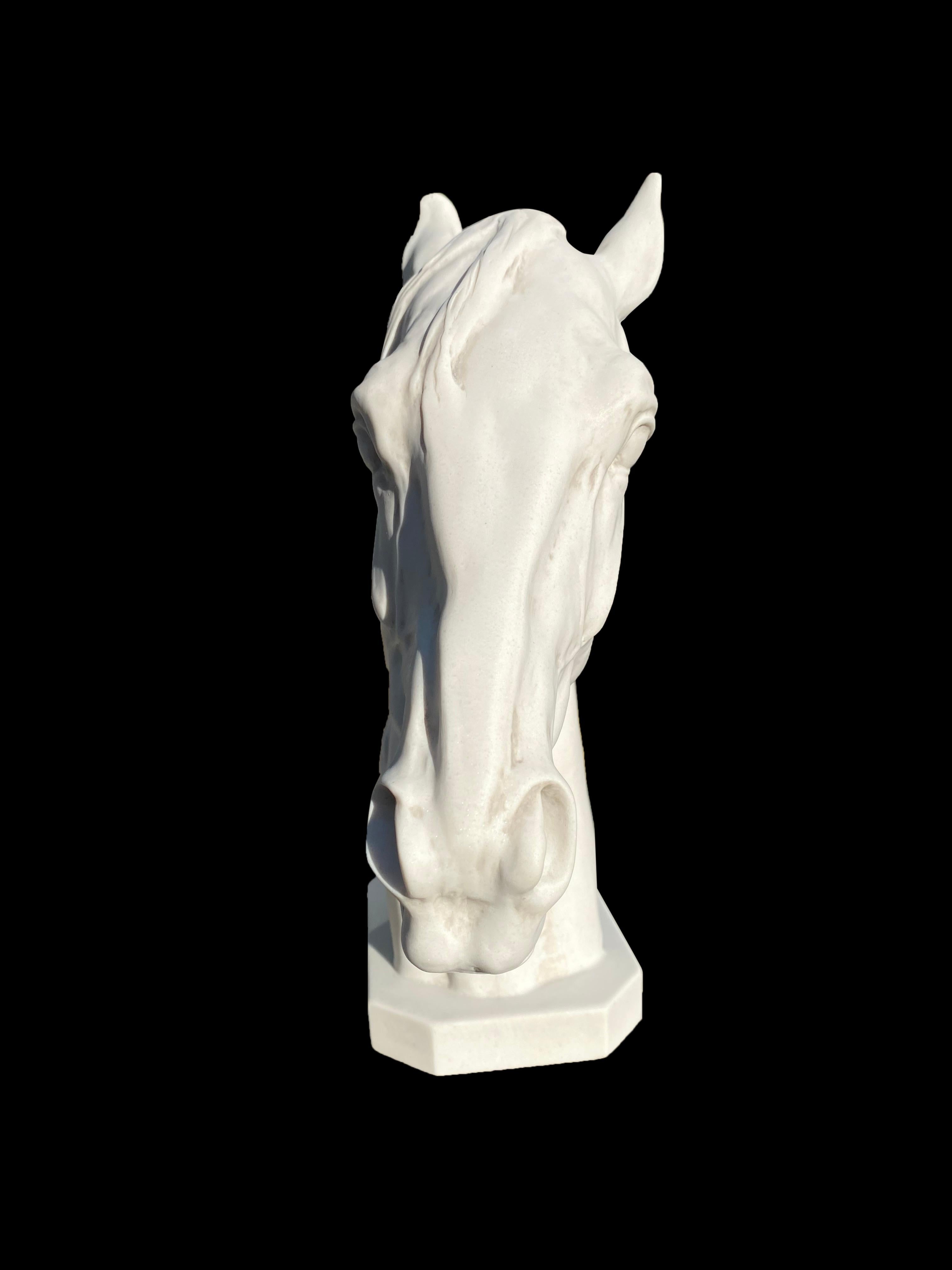 European Thoroughbred Horse Portrait Sculpture, 20th Century For Sale