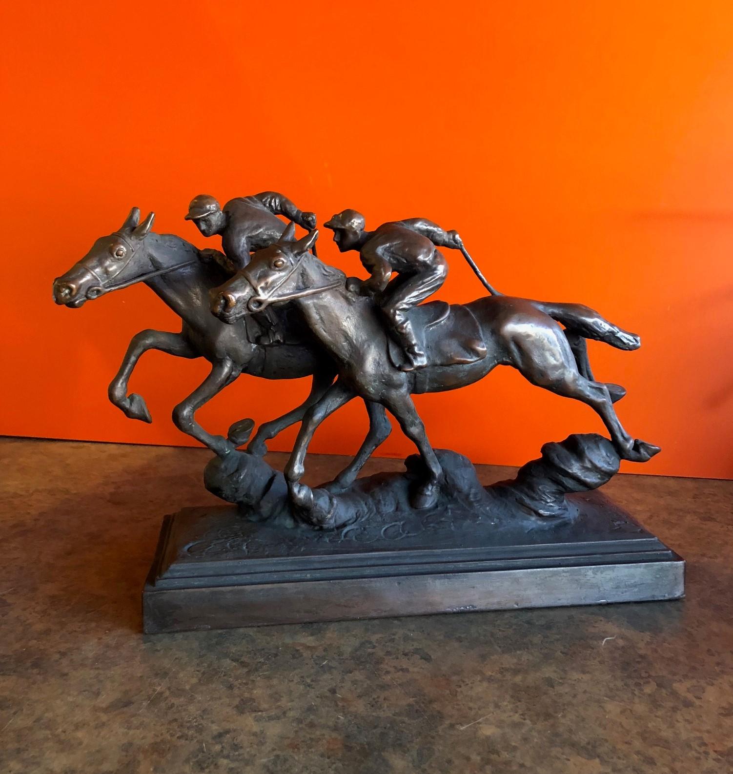 Thoroughbred Horses Racing Bronze Sculpture by Paul Herzel 2