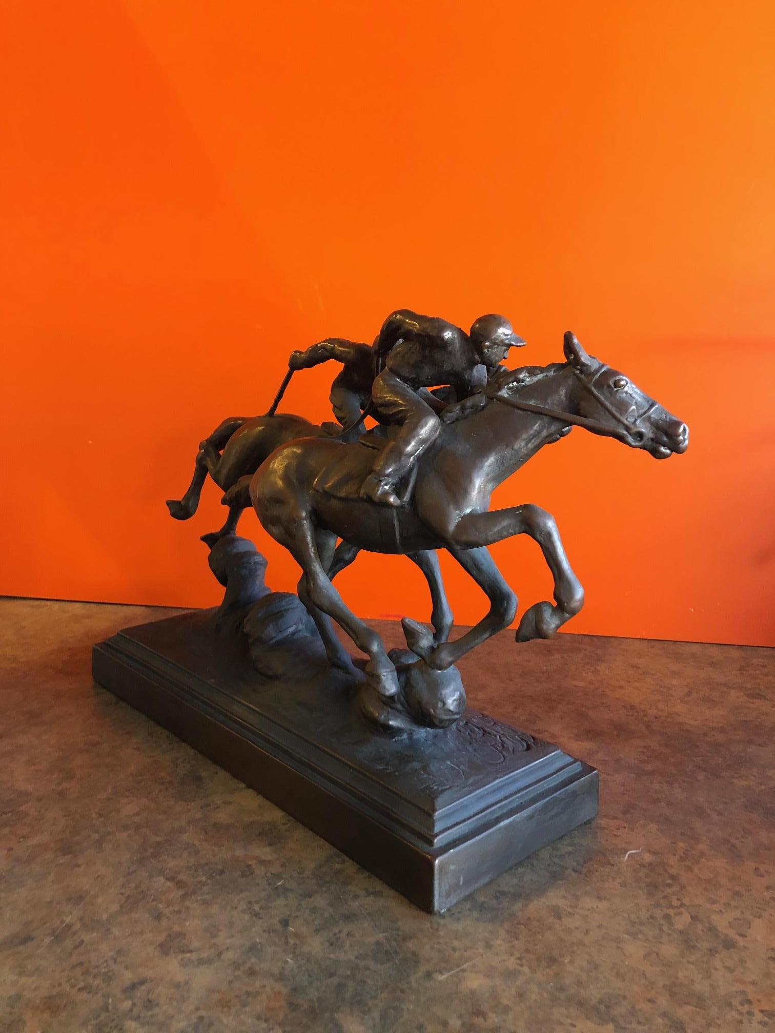 American Thoroughbred Horses Racing Bronze Sculpture by Paul Herzel