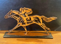 Thoroughbred Horses Racing Wood Sculpture