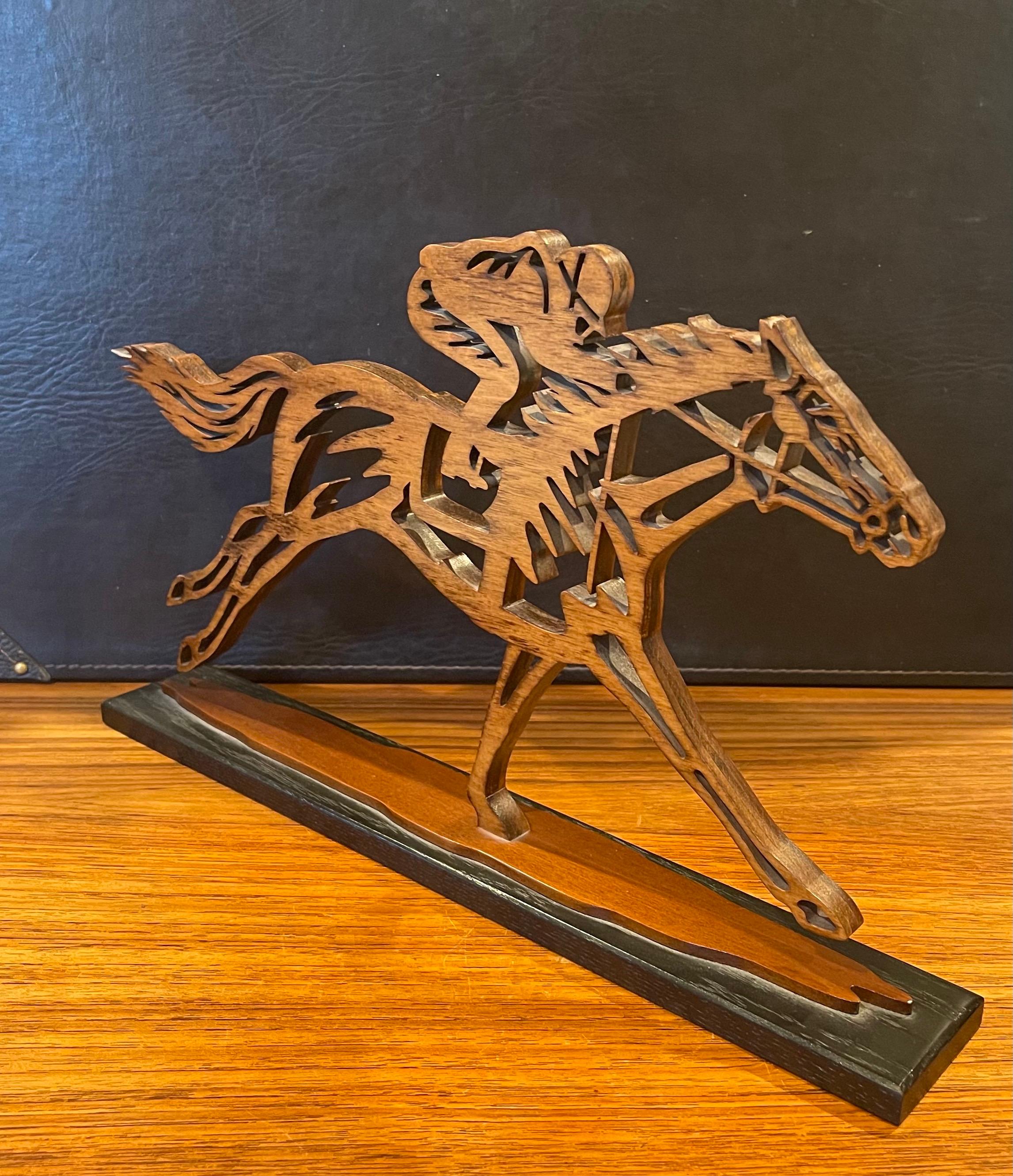 Thoroughbred Horses Racing Wood Sculpture For Sale 1